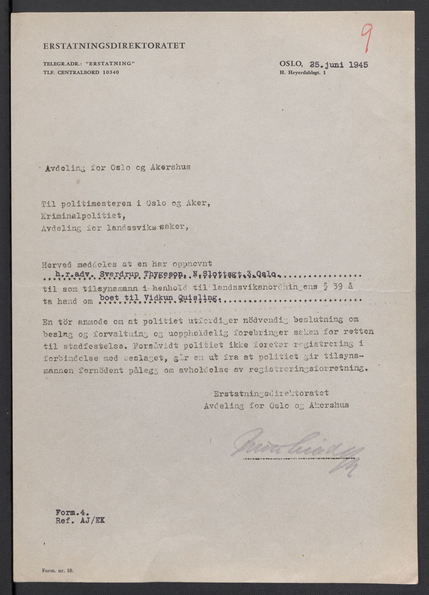 Landssvikarkivet, Oslo politikammer, AV/RA-S-3138-01/D/Da/L0003: Dnr. 29, 1945, p. 2719