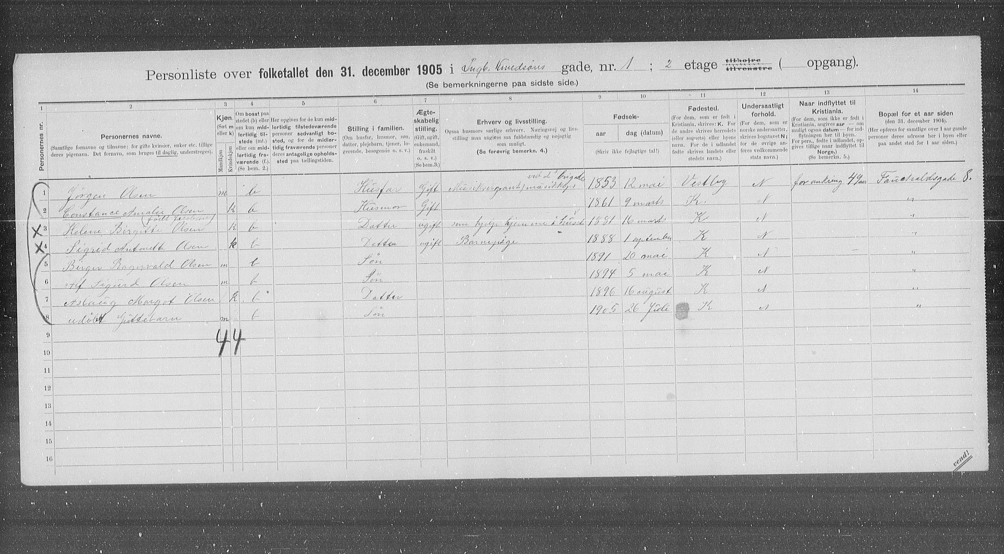 OBA, Municipal Census 1905 for Kristiania, 1905, p. 23089