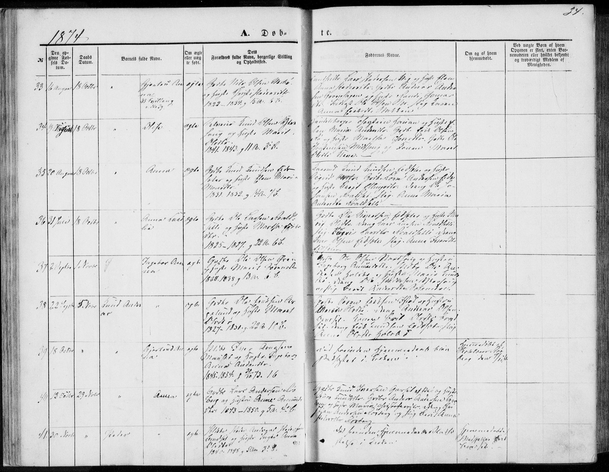 Ministerialprotokoller, klokkerbøker og fødselsregistre - Møre og Romsdal, AV/SAT-A-1454/557/L0681: Parish register (official) no. 557A03, 1869-1886, p. 34