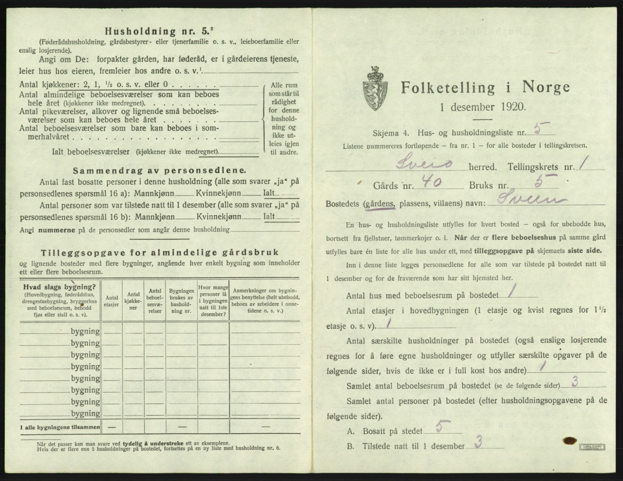 SAB, 1920 census for Sveio, 1920, p. 42