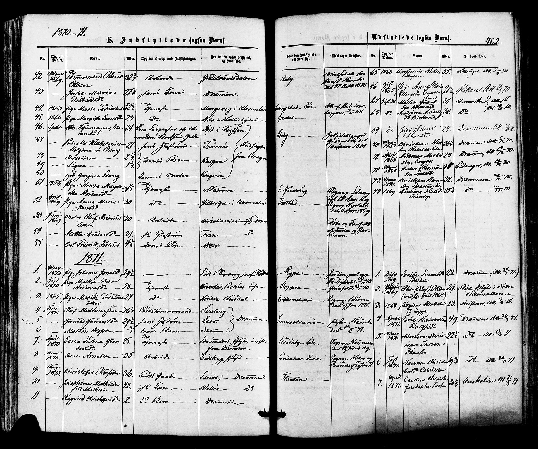 Lier kirkebøker, AV/SAKO-A-230/F/Fa/L0013: Parish register (official) no. I 13, 1865-1874, p. 402