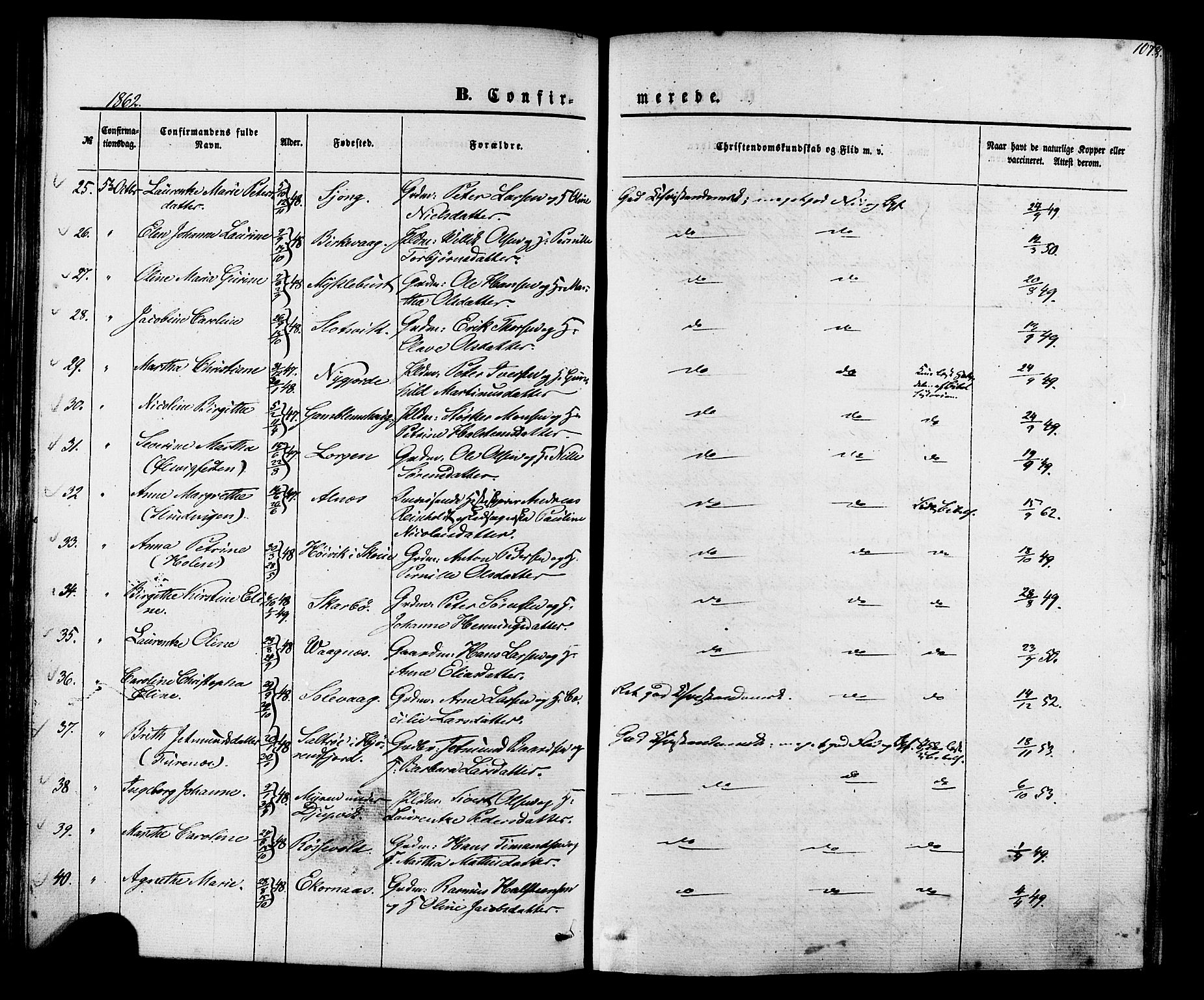 Ministerialprotokoller, klokkerbøker og fødselsregistre - Møre og Romsdal, AV/SAT-A-1454/528/L0398: Parish register (official) no. 528A09, 1858-1864, p. 107