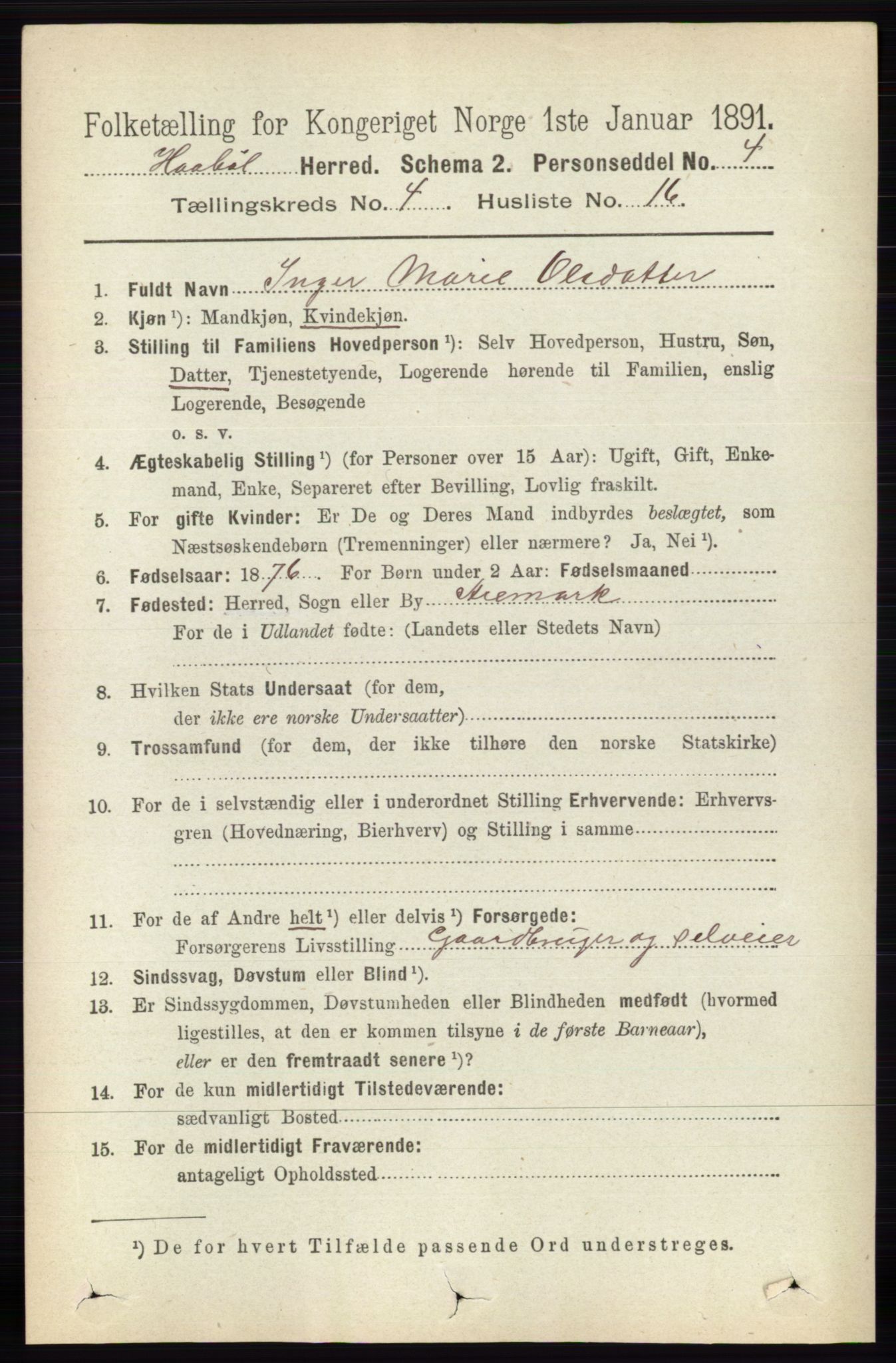 RA, 1891 census for 0138 Hobøl, 1891, p. 2508