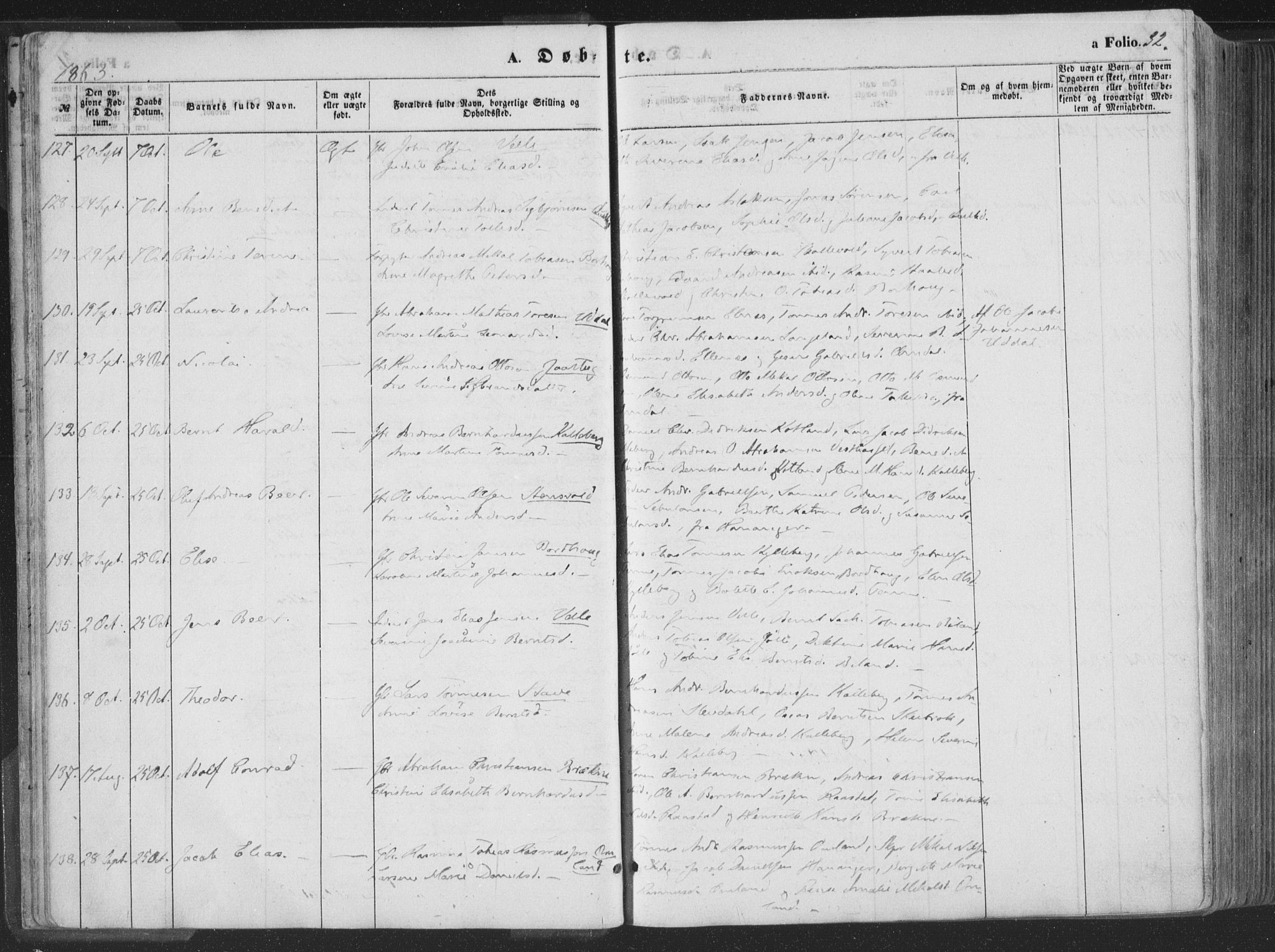 Lista sokneprestkontor, AV/SAK-1111-0027/F/Fa/L0011: Parish register (official) no. A 11, 1861-1878, p. 32