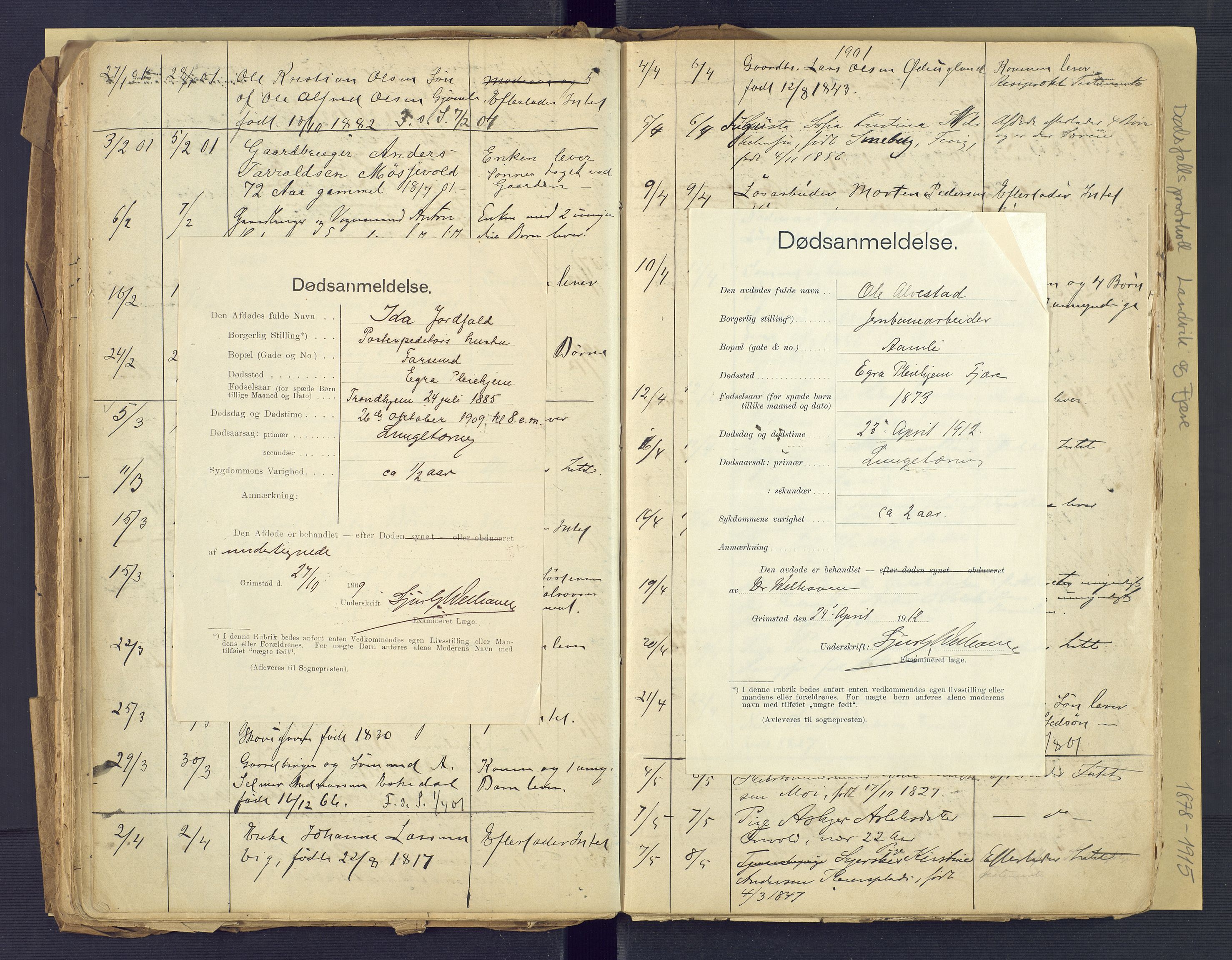 Landvik og Fjære lensmannskontor, SAK/1241-0027/F/Fe/L0001: Dødsfallsprotokoll Landvik og Fjære nr 137, 1878-1915