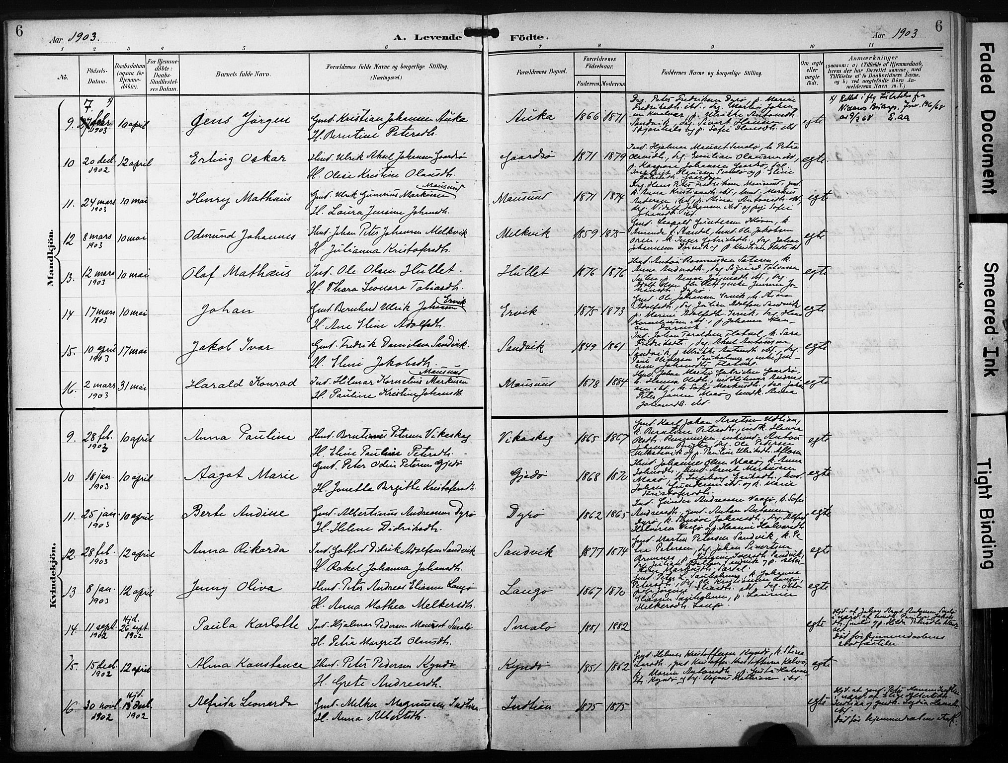 Ministerialprotokoller, klokkerbøker og fødselsregistre - Sør-Trøndelag, SAT/A-1456/640/L0580: Parish register (official) no. 640A05, 1902-1910, p. 6