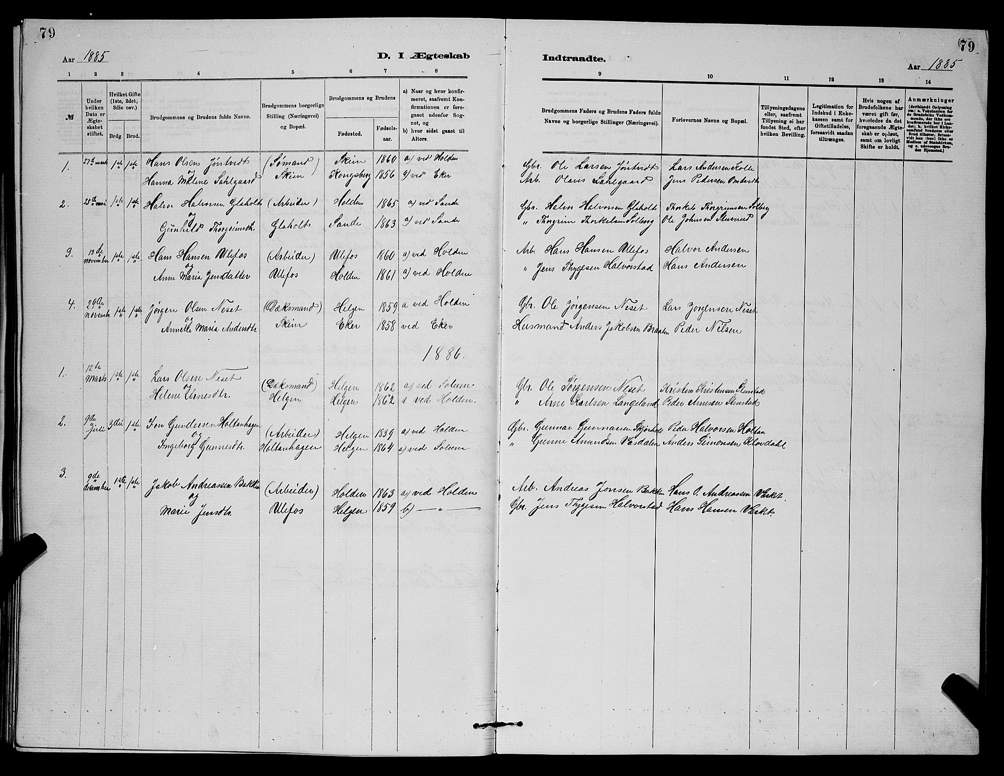 Holla kirkebøker, SAKO/A-272/G/Gb/L0001: Parish register (copy) no. II 1, 1882-1897, p. 79
