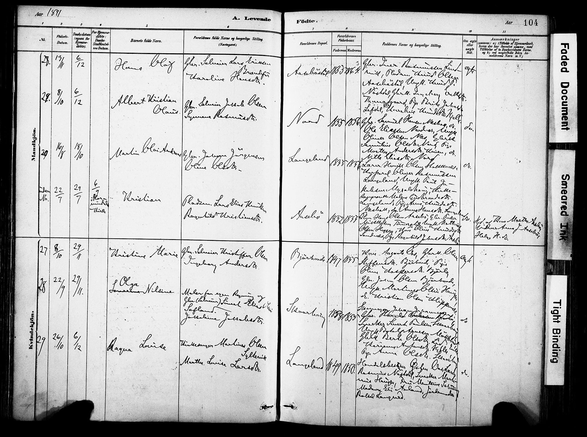 Eid sokneprestembete, AV/SAB-A-82301/H/Haa/Haab/L0001: Parish register (official) no. B 1, 1879-1906, p. 104