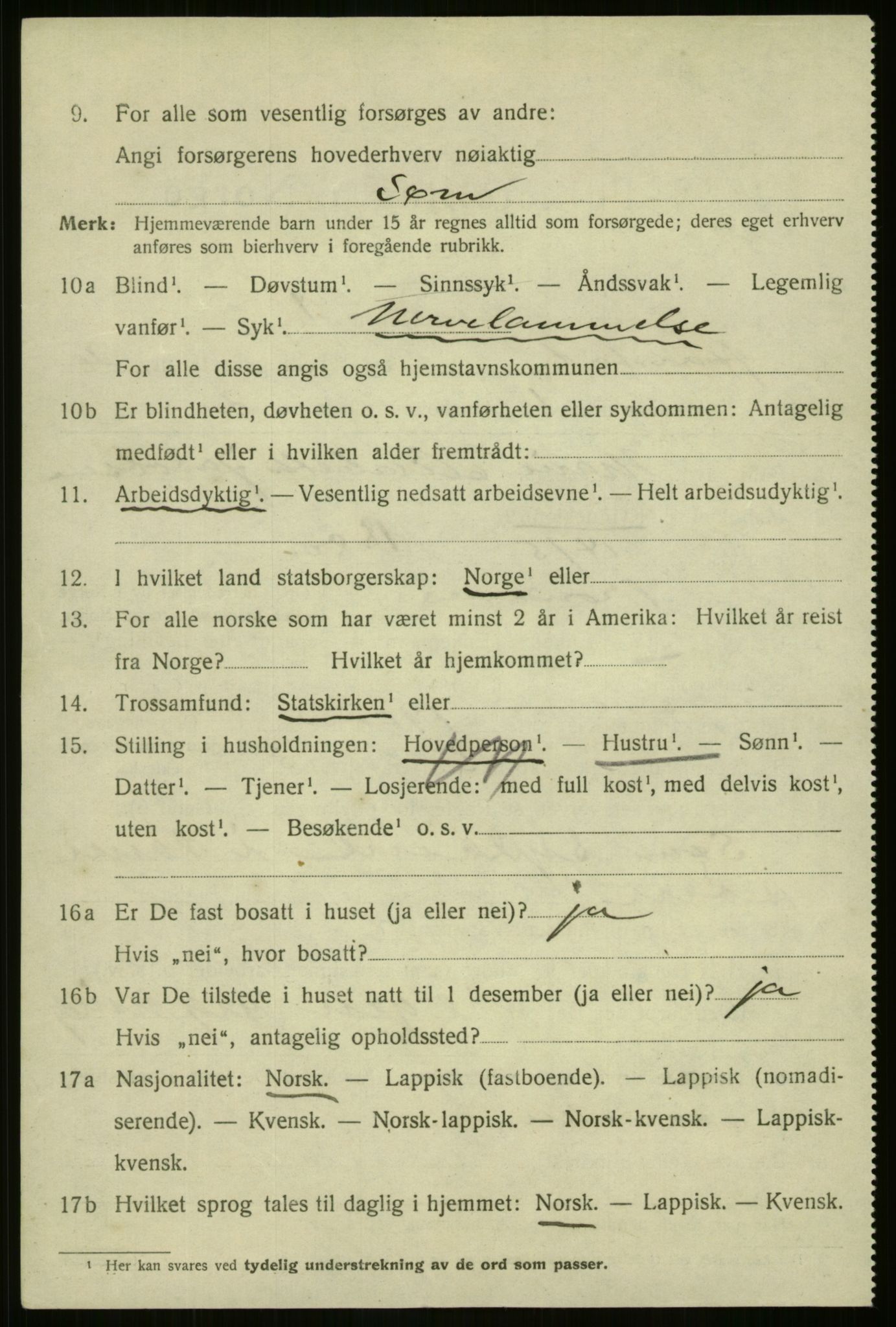 SATØ, 1920 census for Harstad, 1920, p. 2955