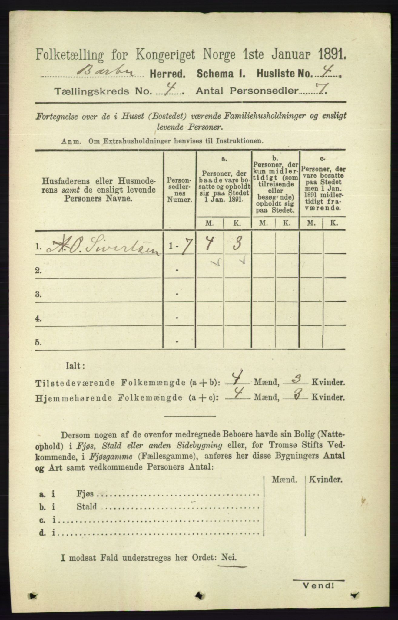 RA, 1891 census for 0990 Barbu, 1891, p. 2323