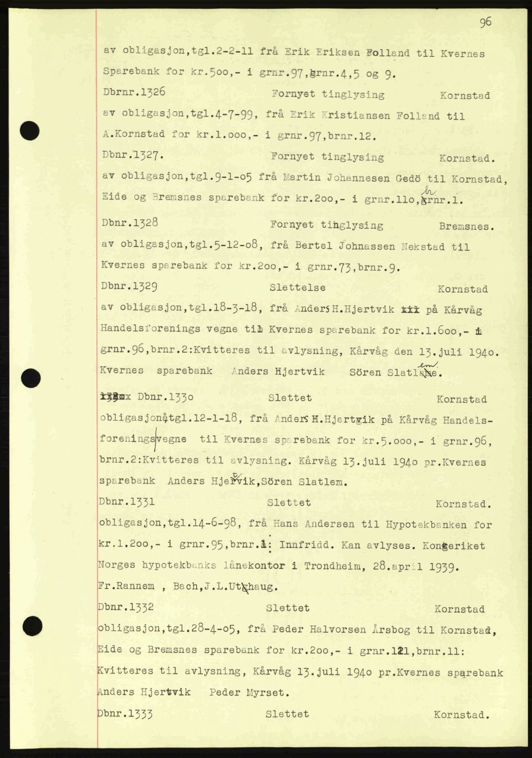 Nordmøre sorenskriveri, AV/SAT-A-4132/1/2/2Ca: Mortgage book no. C81, 1940-1945, Diary no: : 1326/1940