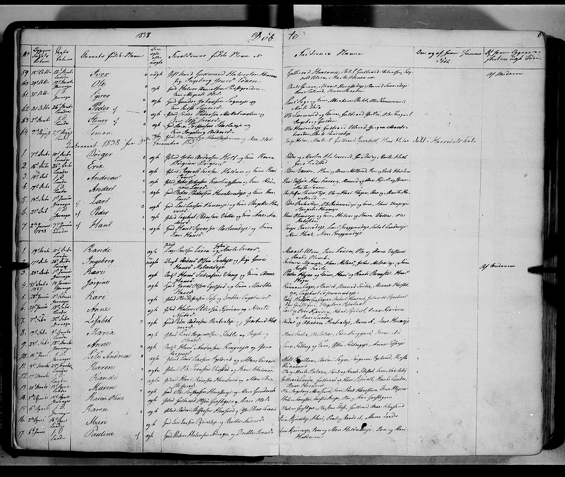 Jevnaker prestekontor, SAH/PREST-116/H/Ha/Haa/L0006: Parish register (official) no. 6, 1837-1857, p. 6