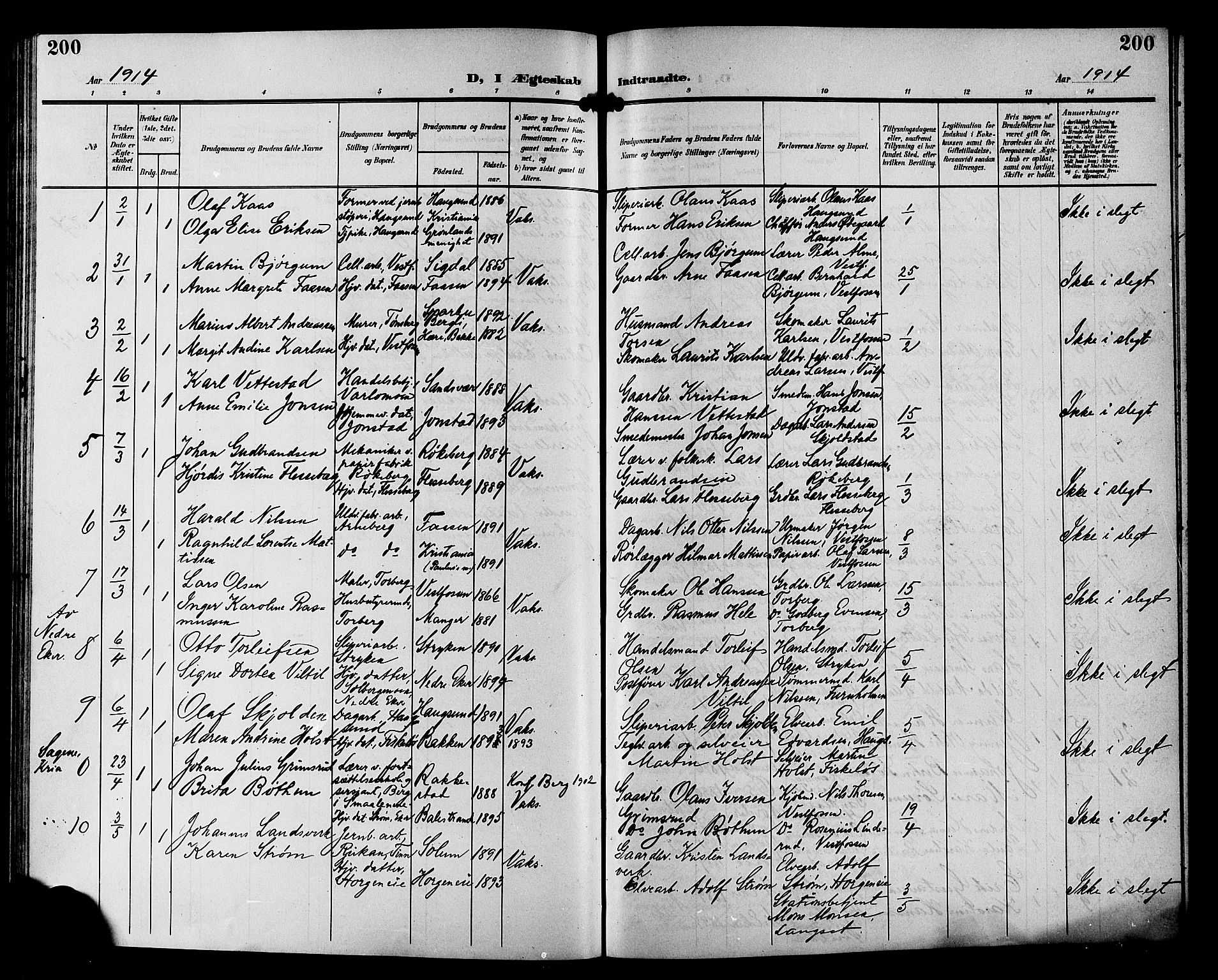 Eiker kirkebøker, SAKO/A-4/G/Ga/L0008: Parish register (copy) no. I 8, 1903-1914, p. 200
