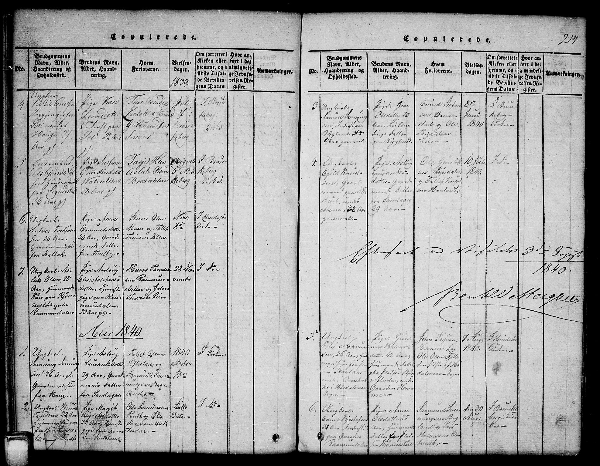 Kviteseid kirkebøker, SAKO/A-276/G/Gb/L0001: Parish register (copy) no. II 1, 1815-1842, p. 214