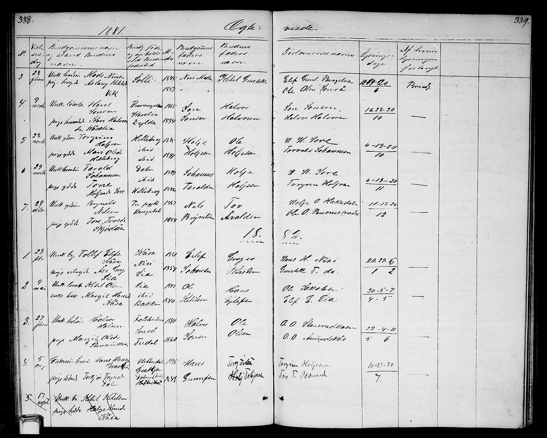 Gransherad kirkebøker, SAKO/A-267/G/Ga/L0002: Parish register (copy) no. I 2, 1854-1886, p. 338-339