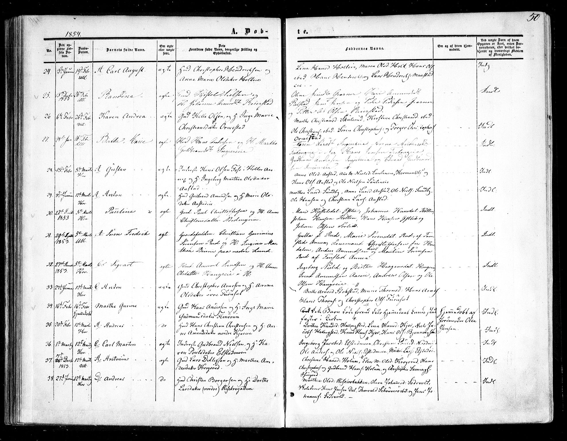 Ullensaker prestekontor Kirkebøker, SAO/A-10236a/F/Fa/L0015.a: Parish register (official) no. I 15A, 1851-1862, p. 50