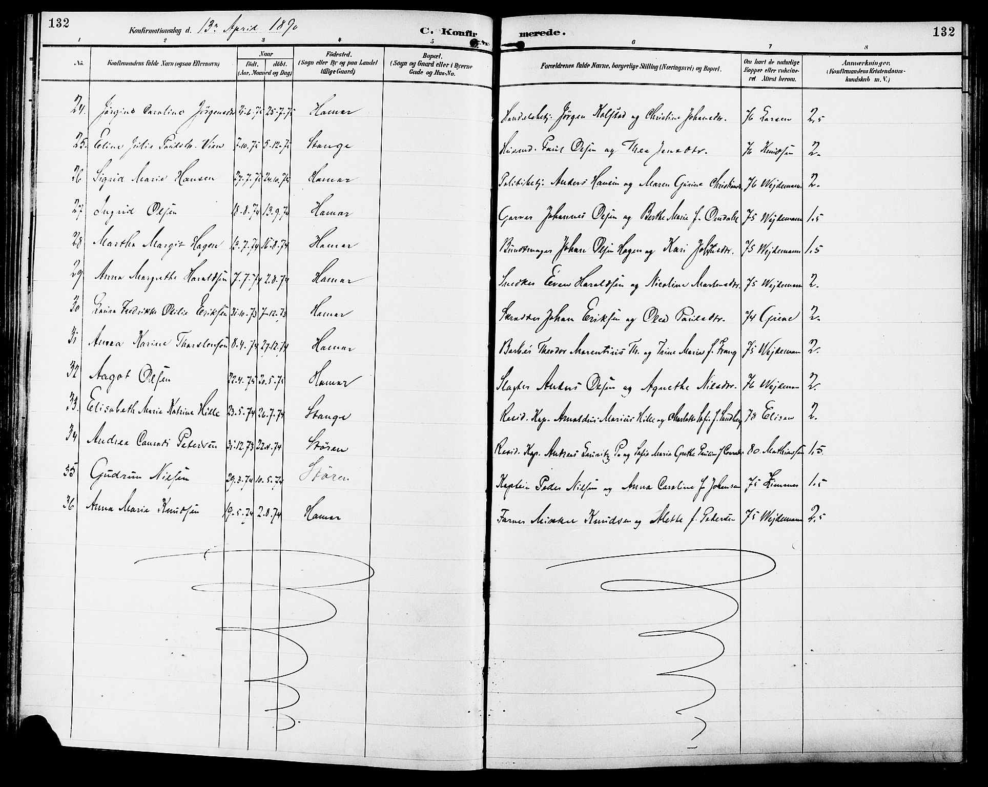 Vang prestekontor, Hedmark, SAH/PREST-008/H/Ha/Haa/L0017: Parish register (official) no. 17, 1890-1899, p. 132