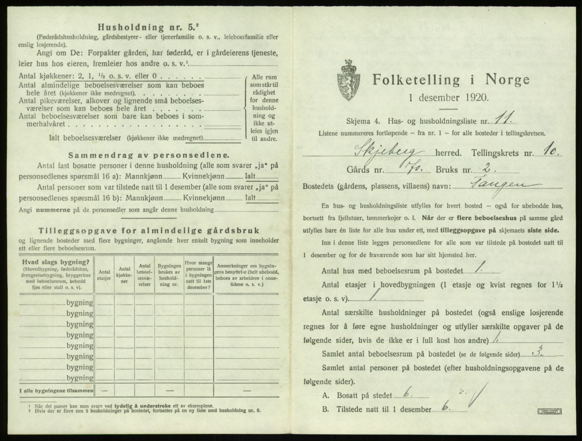 SAO, 1920 census for Skjeberg, 1920, p. 1364