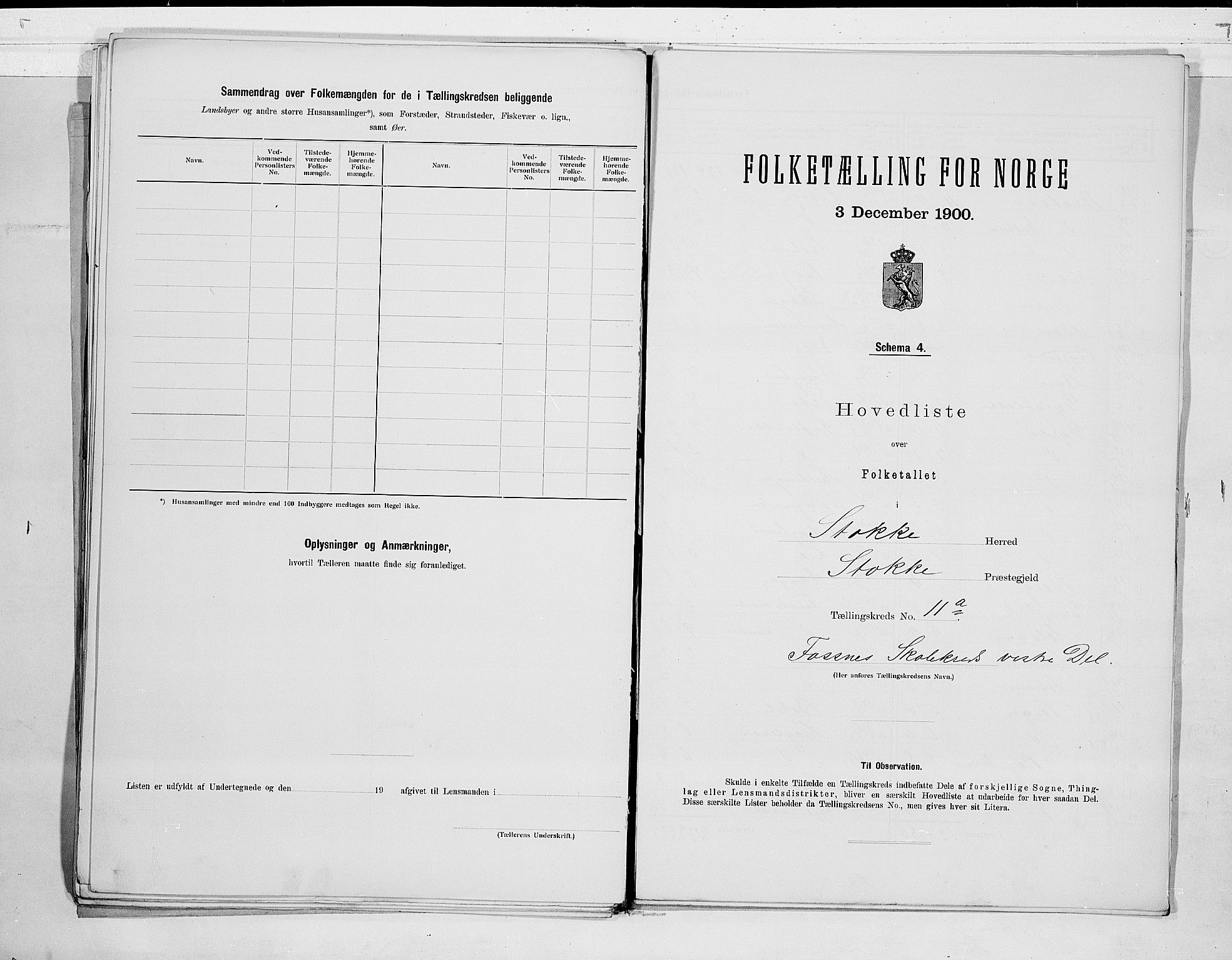 RA, 1900 census for Stokke, 1900, p. 34