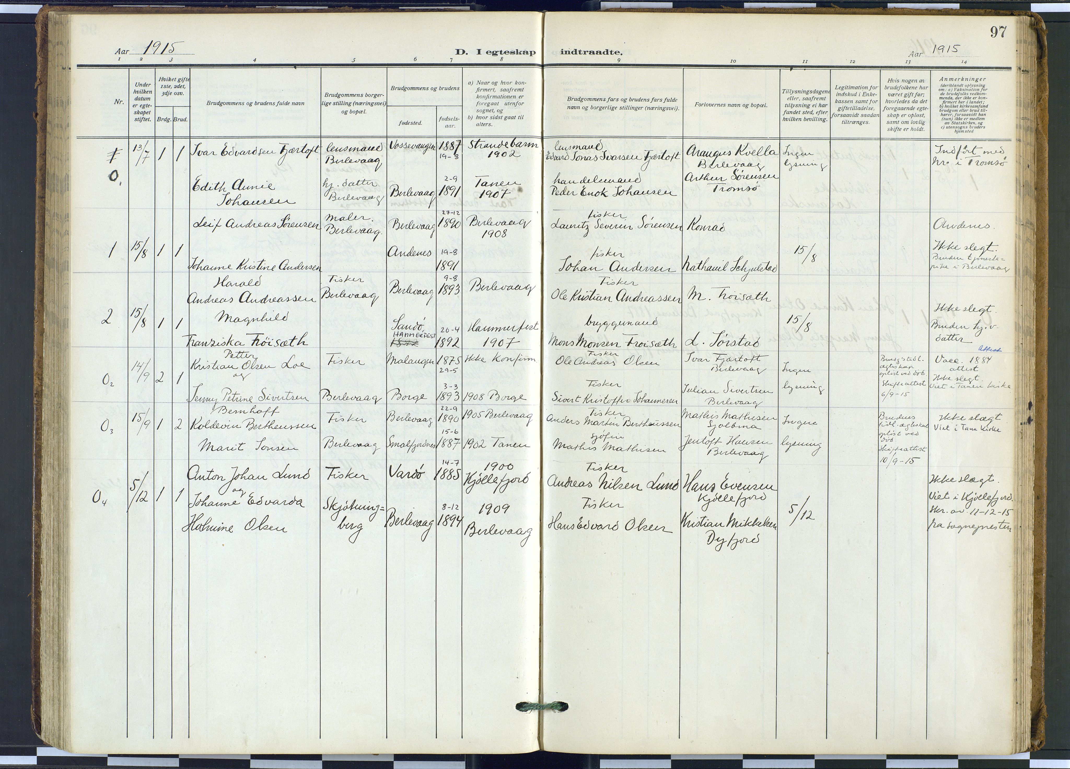 Tana sokneprestkontor, SATØ/S-1334/H/Ha: Parish register (official) no. 9, 1914-1930, p. 97
