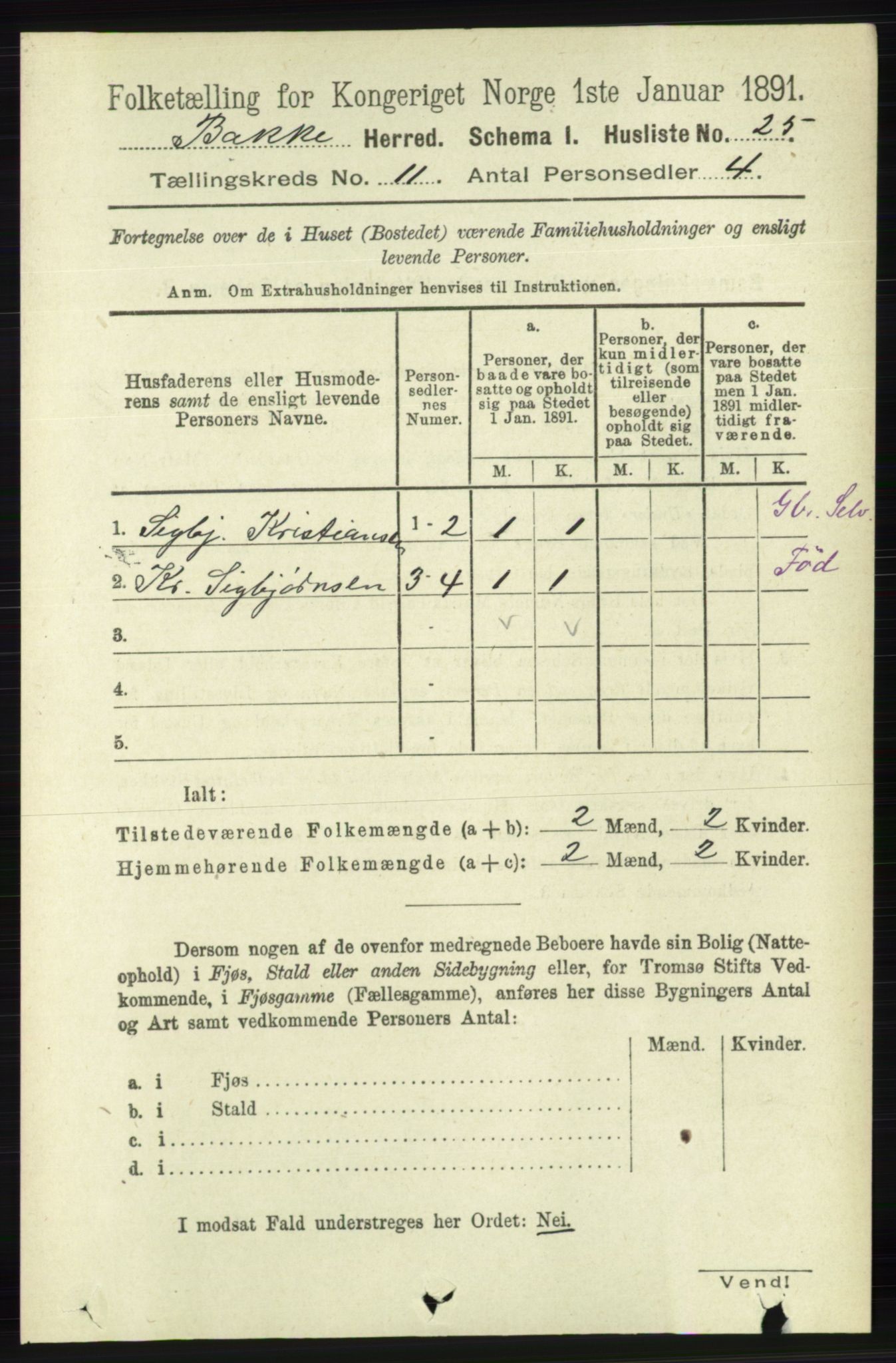 RA, 1891 census for 1045 Bakke, 1891, p. 2228