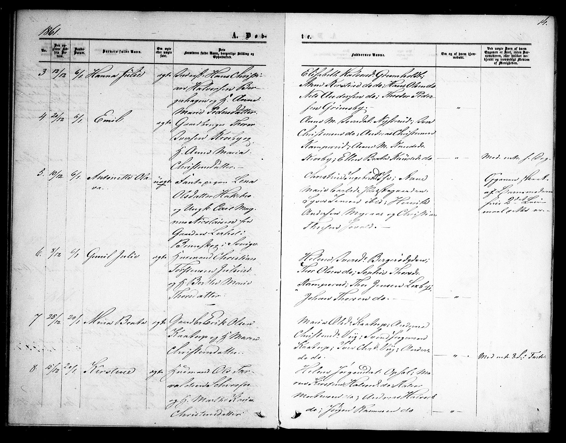 Rødenes prestekontor Kirkebøker, AV/SAO-A-2005/F/Fa/L0007: Parish register (official) no. I 7, 1860-1869, p. 14