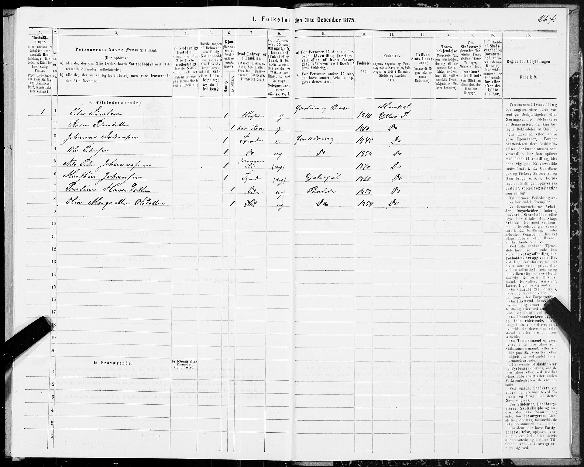 SAT, 1875 census for 1722P Ytterøy, 1875, p. 3264