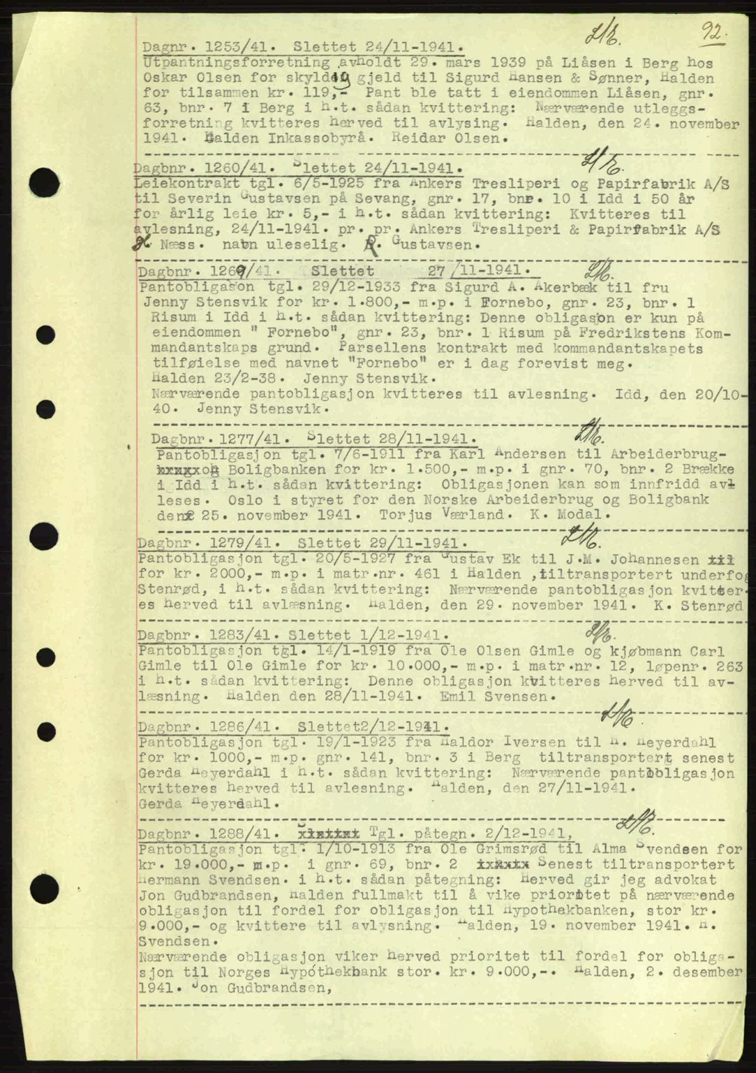 Idd og Marker sorenskriveri, AV/SAO-A-10283/G/Gb/Gbc/L0002: Mortgage book no. B4-9a, 1939-1945, Diary no: : 1253/1941