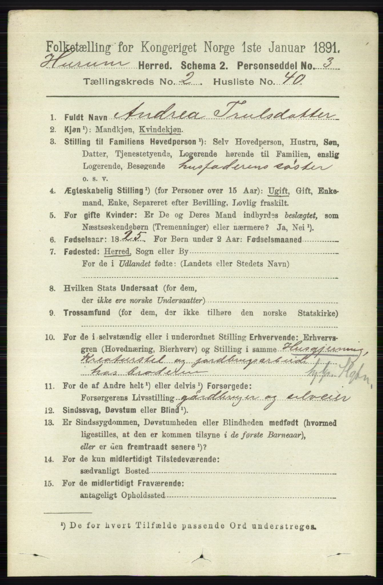 RA, 1891 census for 0628 Hurum, 1891, p. 720