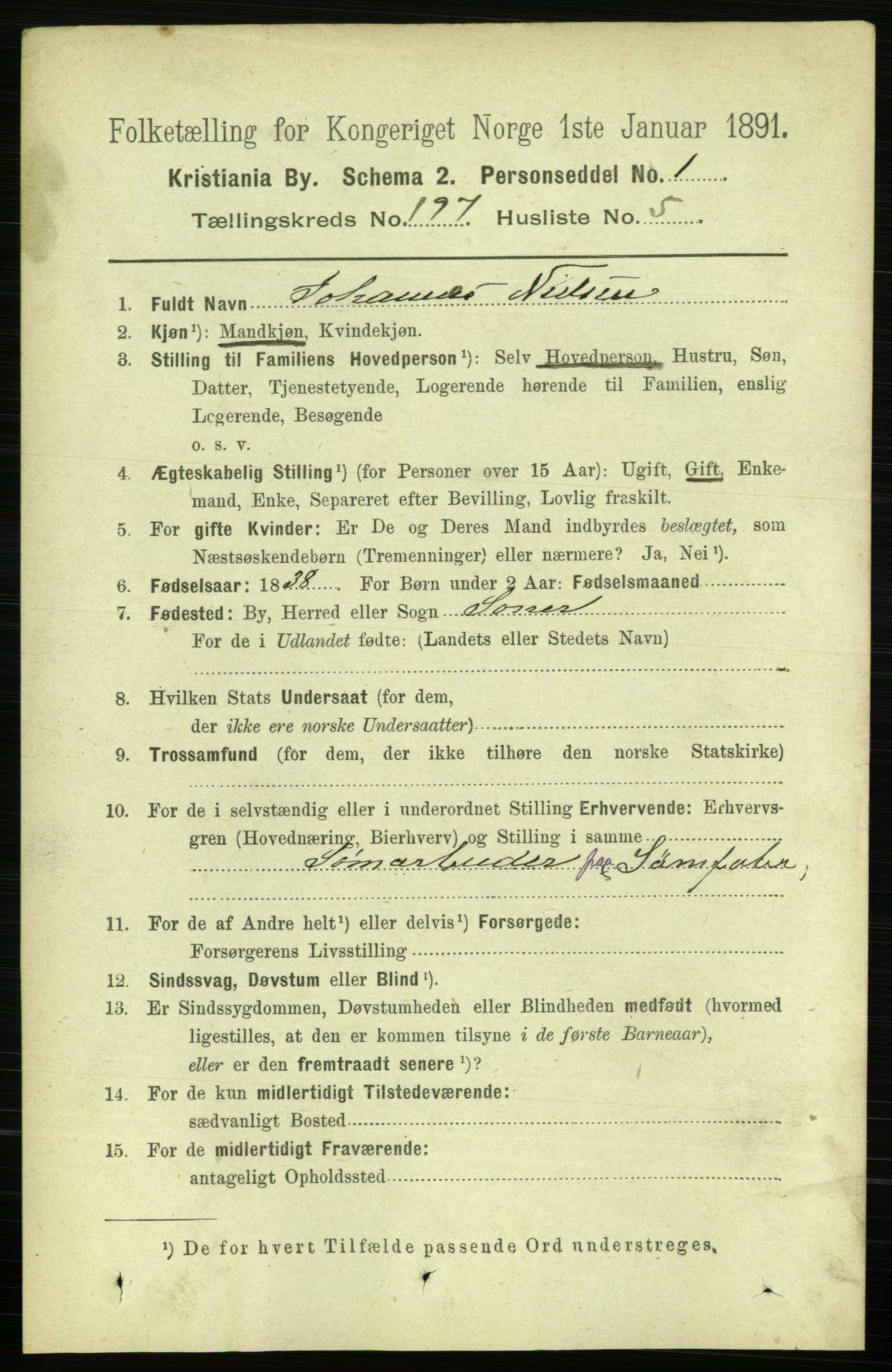 RA, 1891 census for 0301 Kristiania, 1891, p. 118890