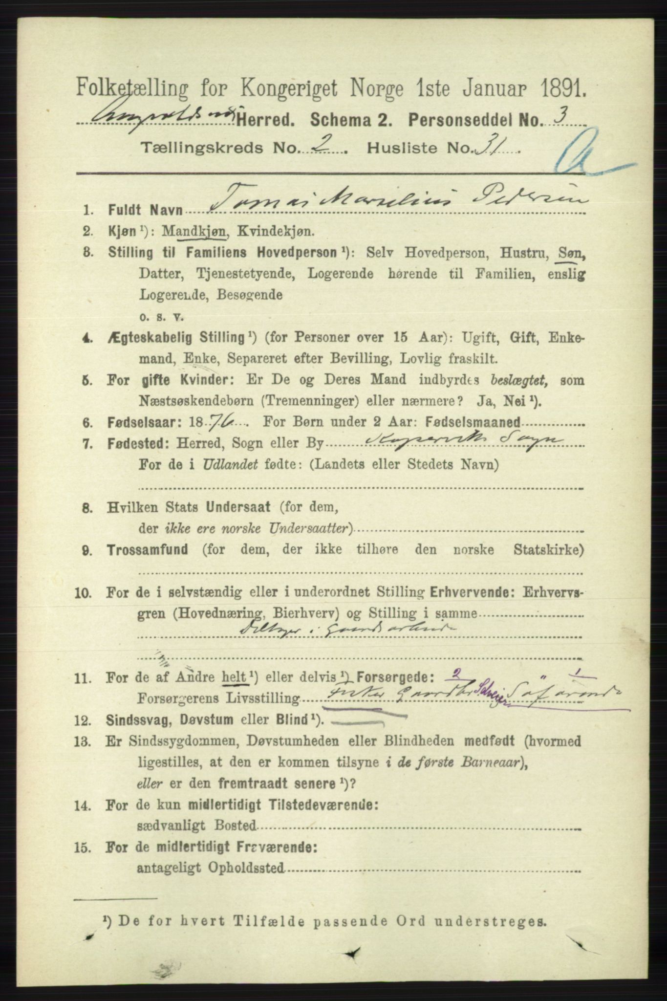 RA, 1891 census for 1147 Avaldsnes, 1891, p. 982