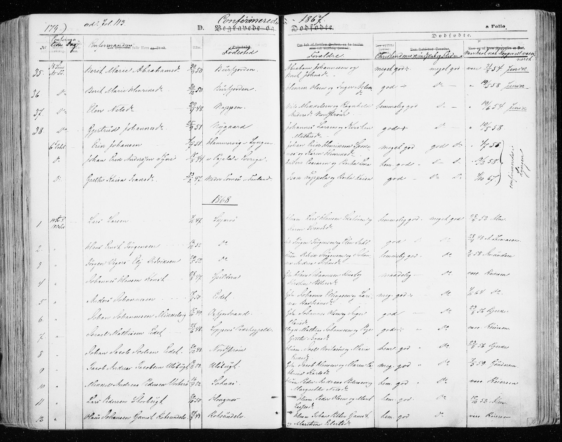 Skjervøy sokneprestkontor, SATØ/S-1300/H/Ha/Haa/L0007kirke: Parish register (official) no. 7, 1860-1870, p. 174