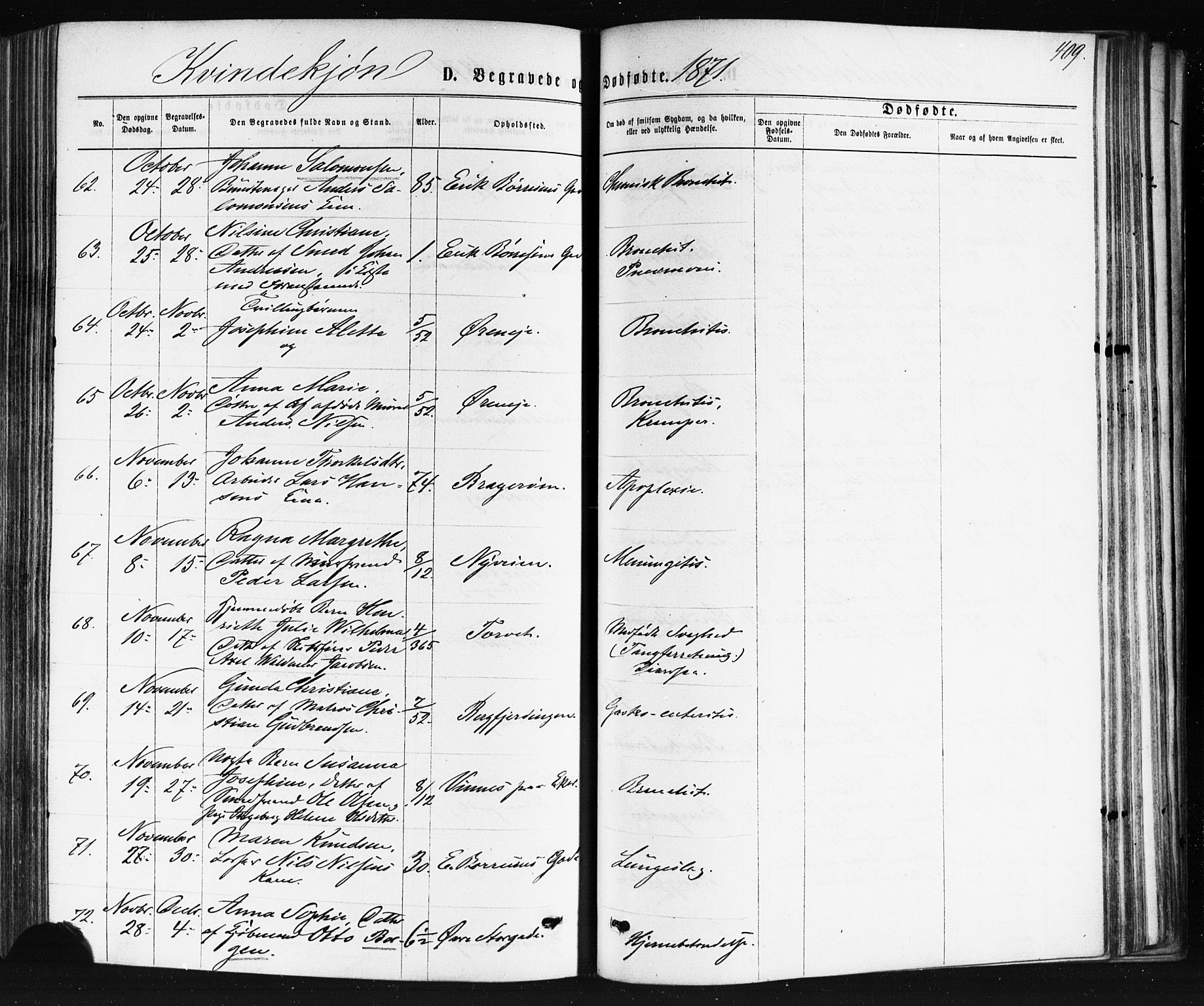 Bragernes kirkebøker, AV/SAKO-A-6/F/Fb/L0004: Parish register (official) no. II 4, 1869-1875, p. 409