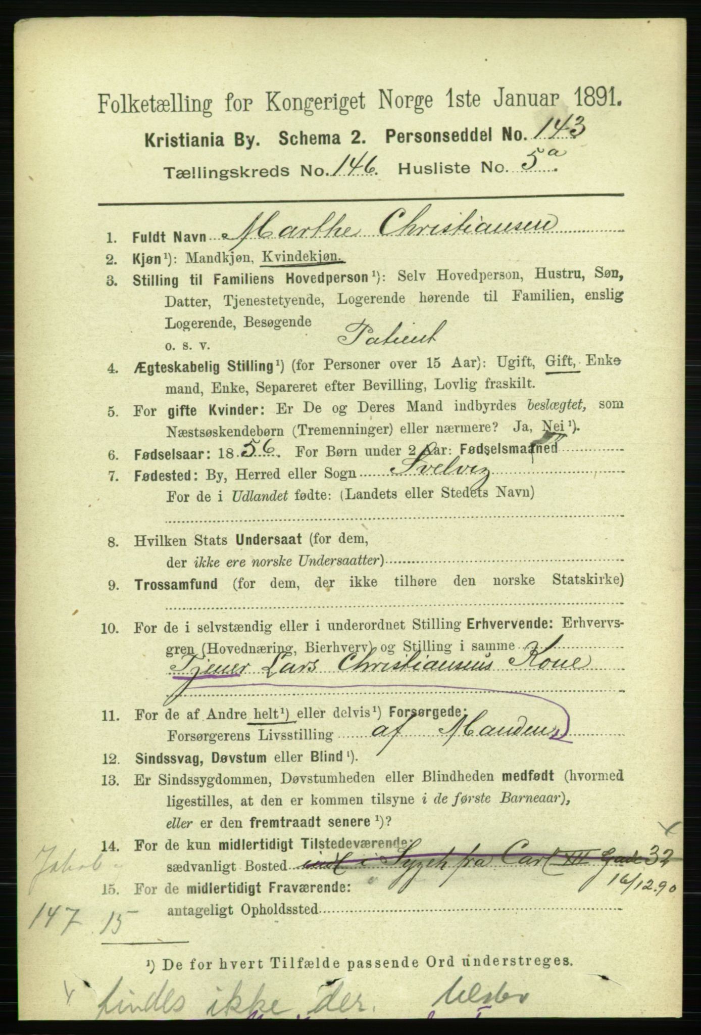 RA, 1891 census for 0301 Kristiania, 1891, p. 80897