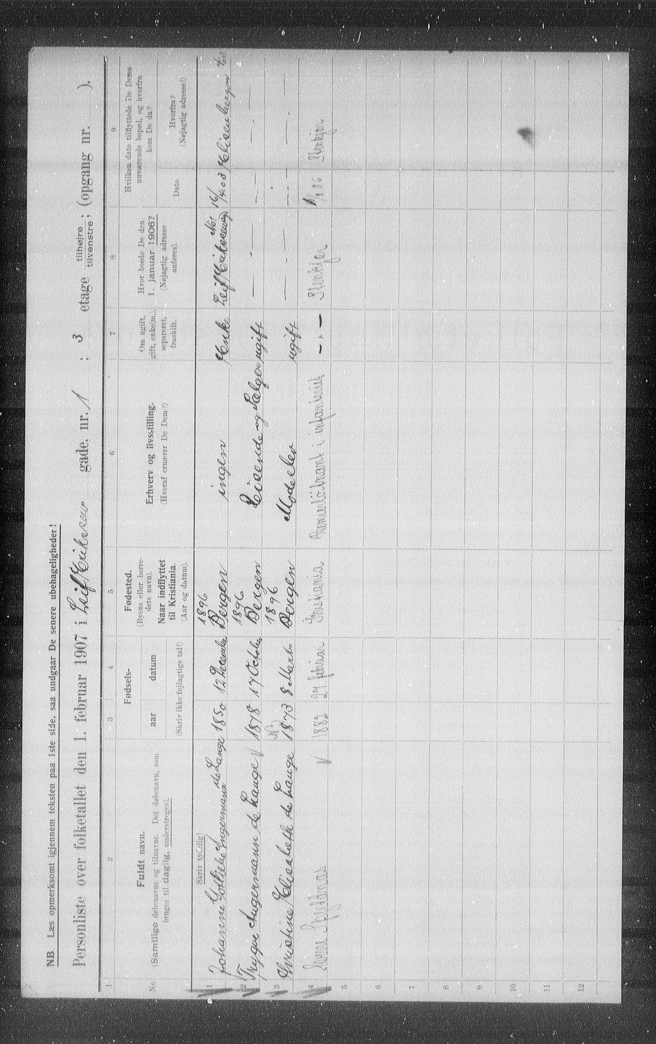 OBA, Municipal Census 1907 for Kristiania, 1907, p. 29334