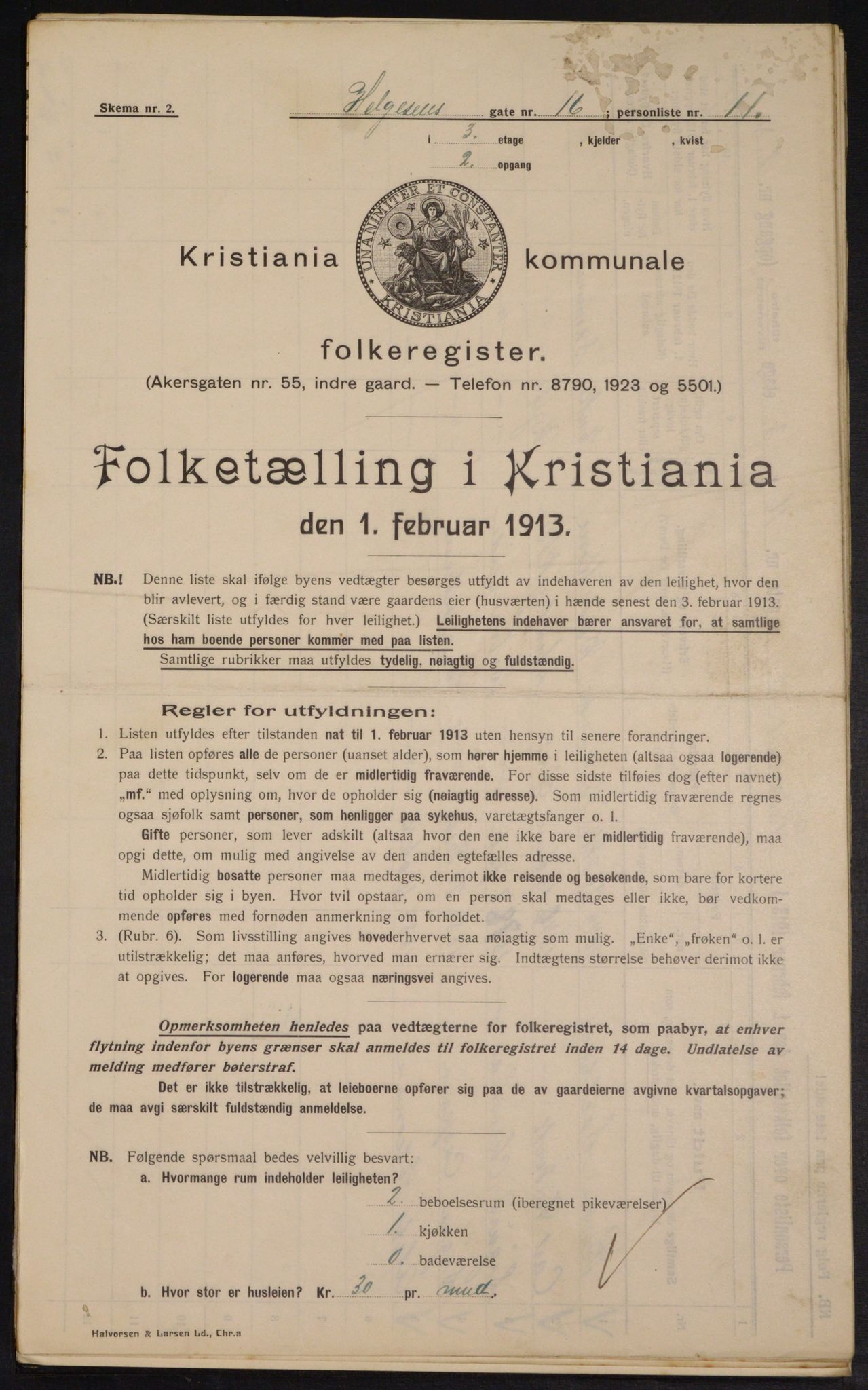 OBA, Municipal Census 1913 for Kristiania, 1913, p. 37836