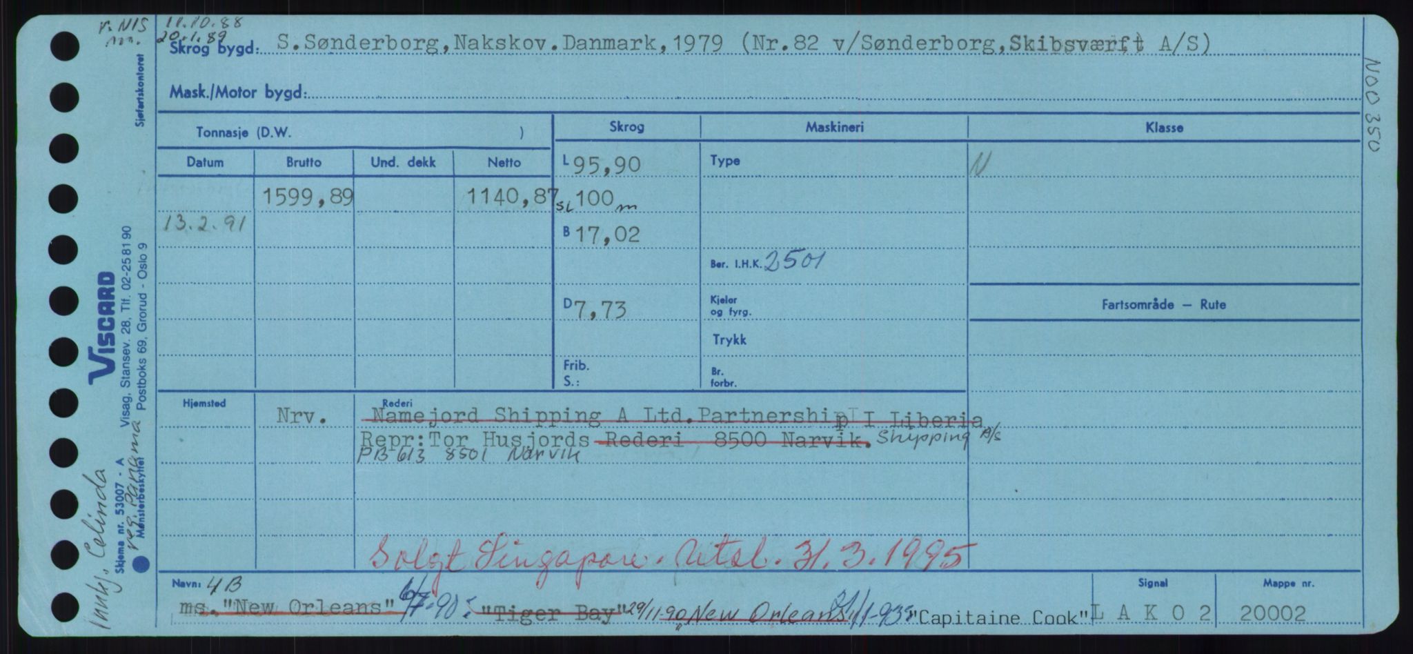 Sjøfartsdirektoratet med forløpere, Skipsmålingen, RA/S-1627/H/Hd/L0007: Fartøy, C, p. 1