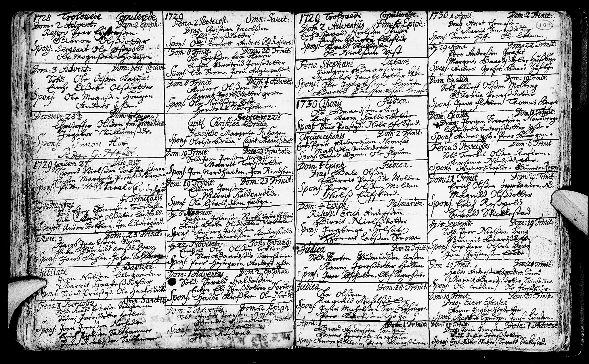 Ministerialprotokoller, klokkerbøker og fødselsregistre - Nord-Trøndelag, SAT/A-1458/723/L0230: Parish register (official) no. 723A01, 1705-1747, p. 101