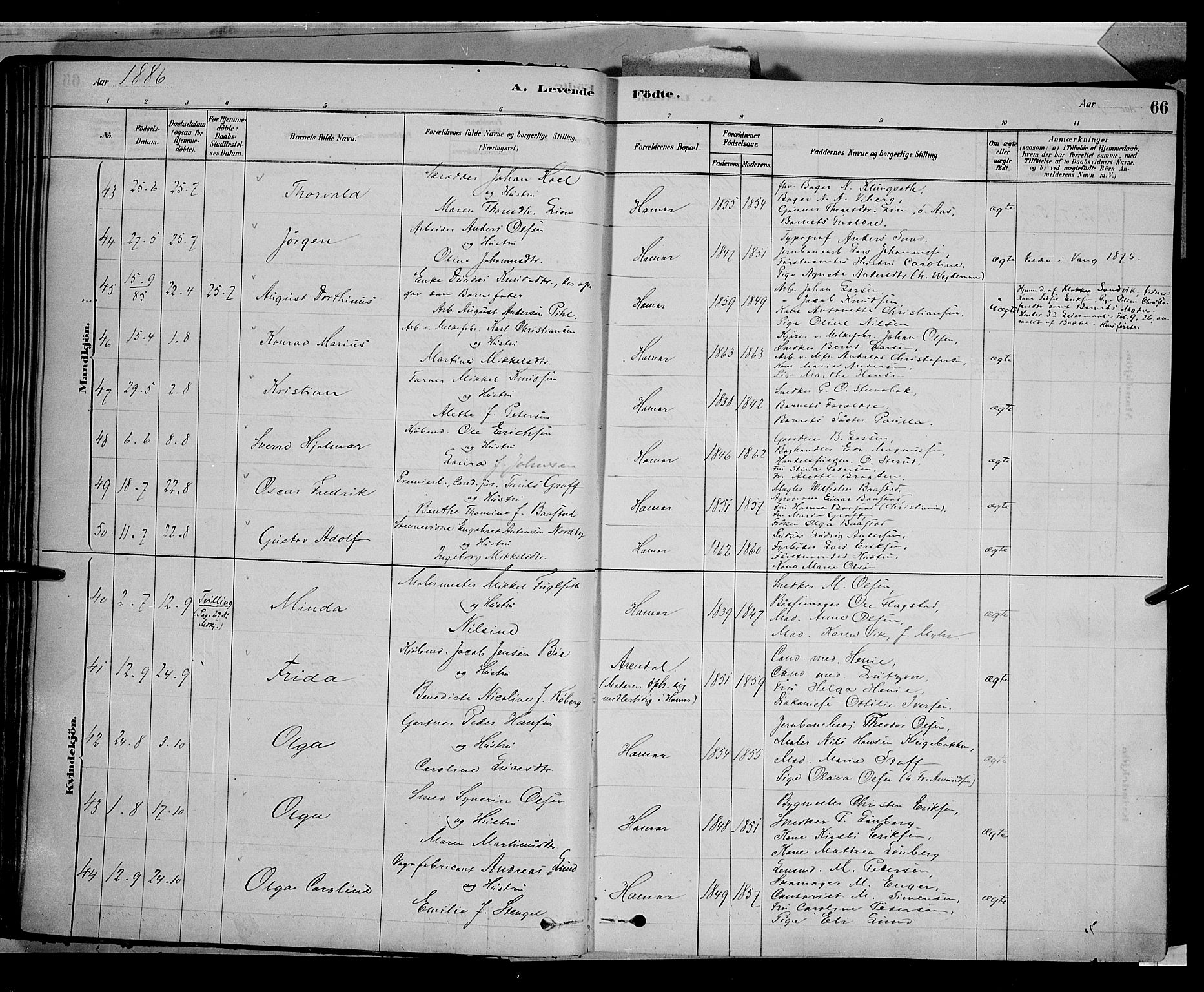 Vang prestekontor, Hedmark, SAH/PREST-008/H/Ha/Haa/L0016: Parish register (official) no. 16, 1878-1889, p. 66