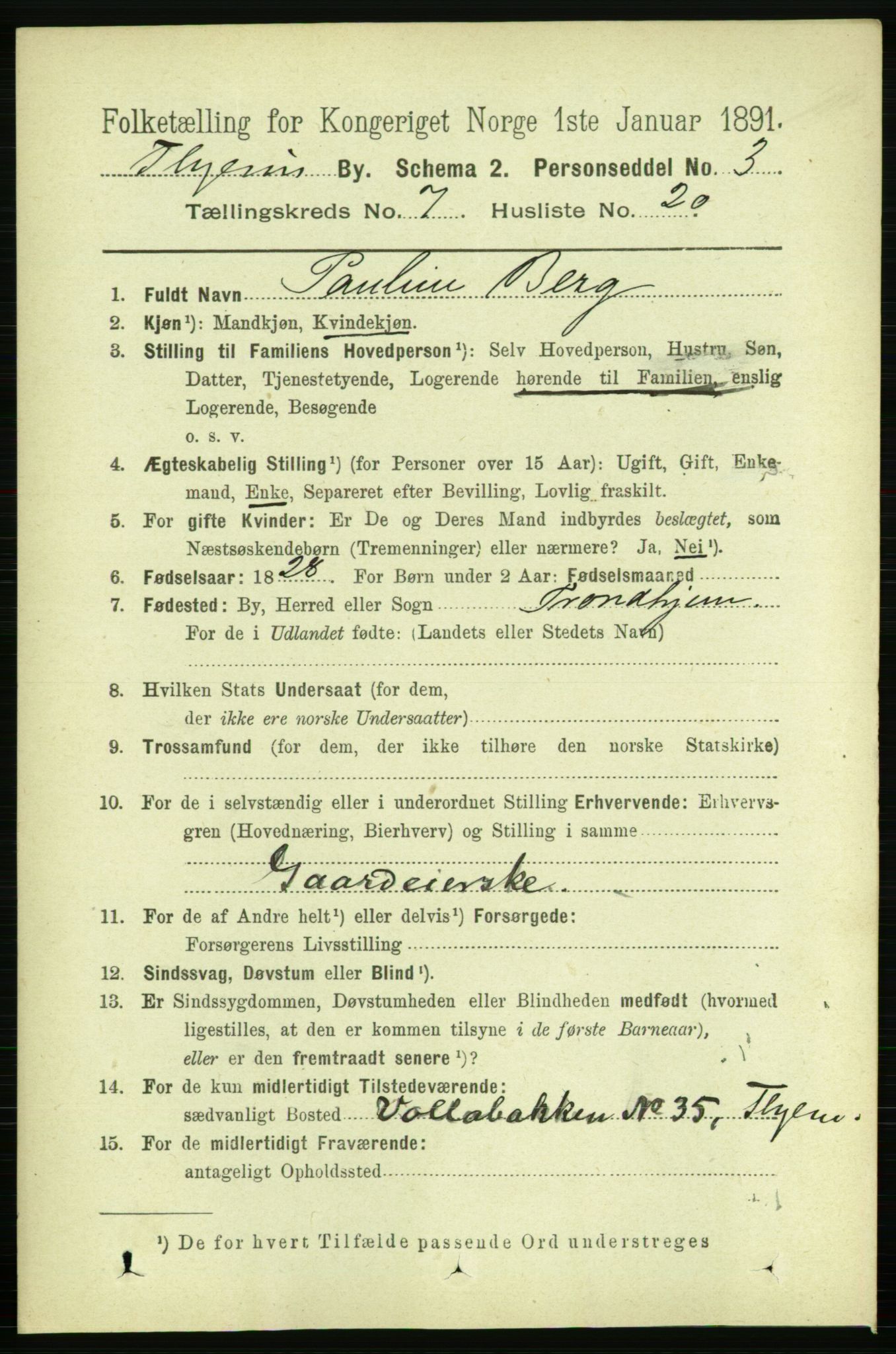 RA, 1891 census for 1601 Trondheim, 1891, p. 6210