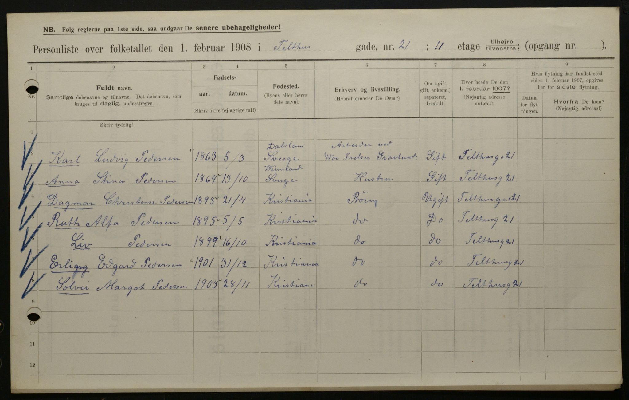 OBA, Municipal Census 1908 for Kristiania, 1908, p. 96770