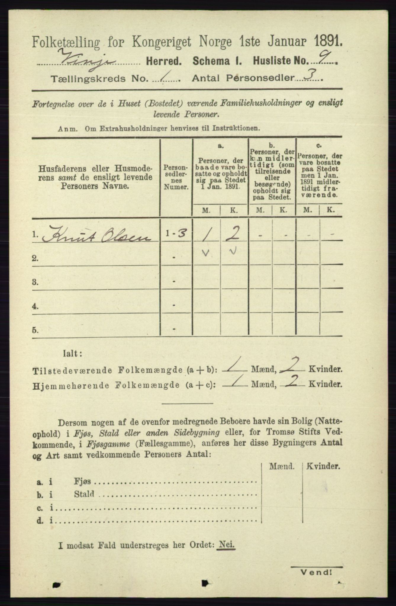 RA, 1891 census for 0834 Vinje, 1891, p. 28