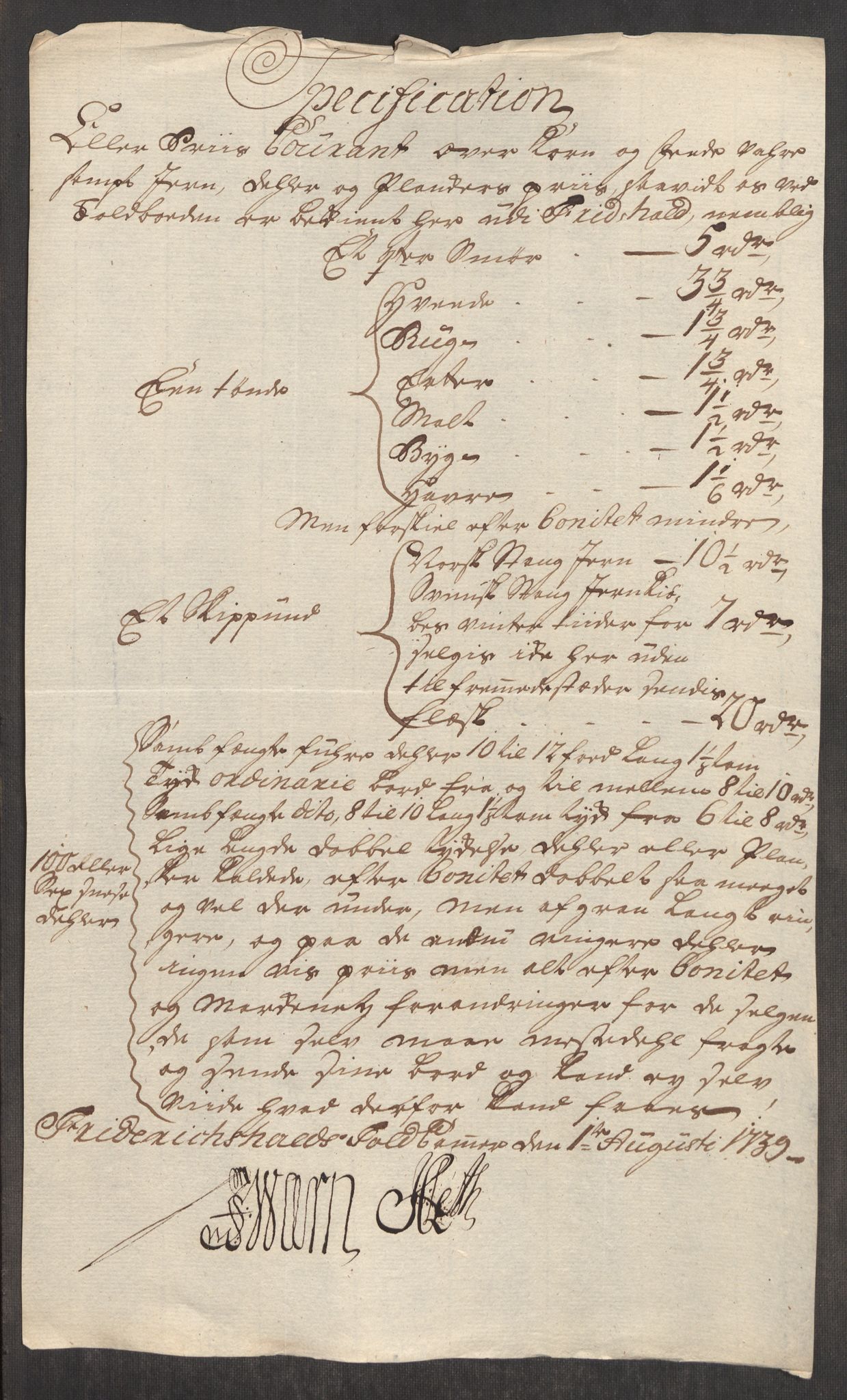 Rentekammeret inntil 1814, Realistisk ordnet avdeling, AV/RA-EA-4070/Oe/L0001: [Ø1]: Priskuranter, 1712-1739, p. 891