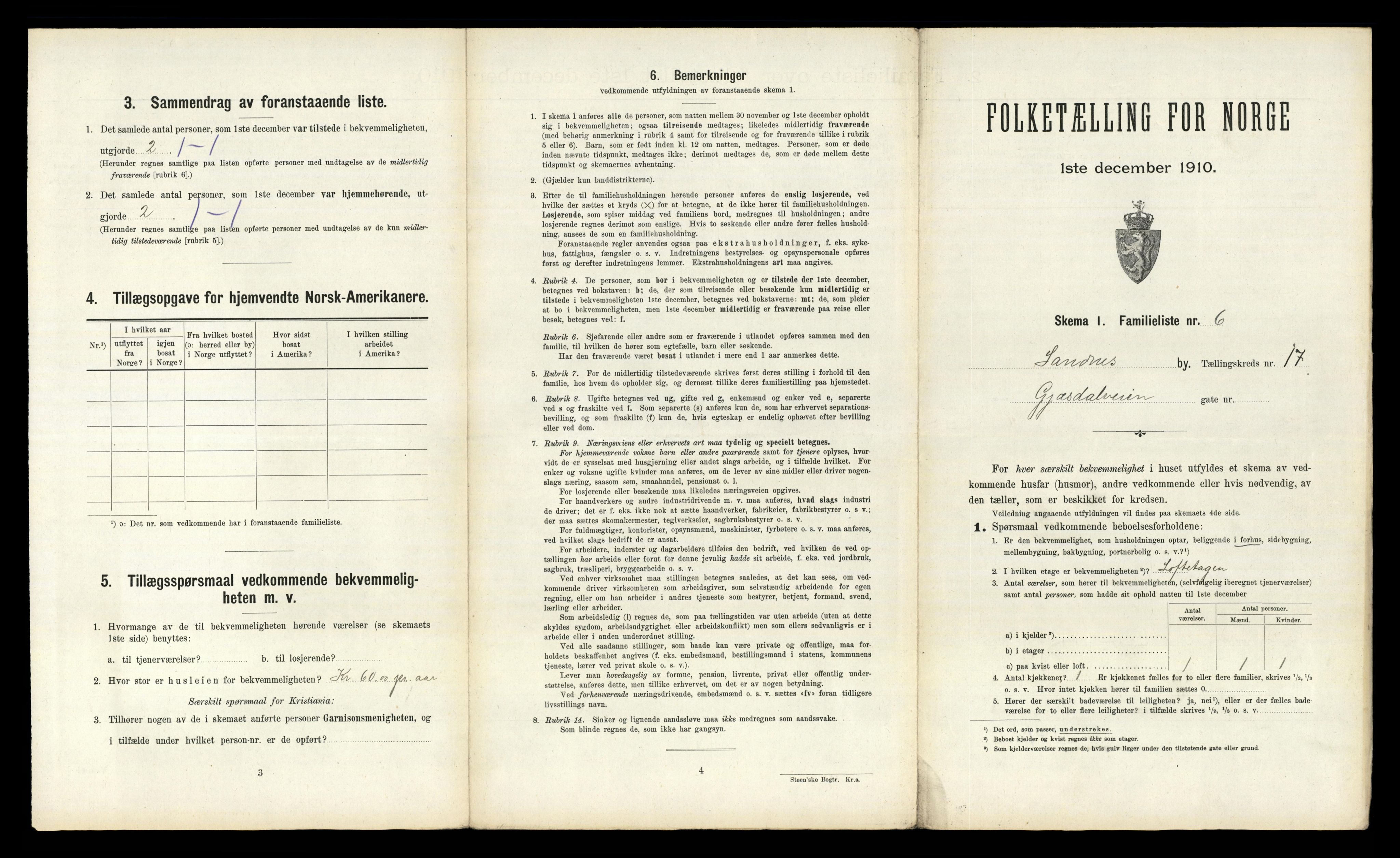 RA, 1910 census for Sandnes, 1910, p. 1770