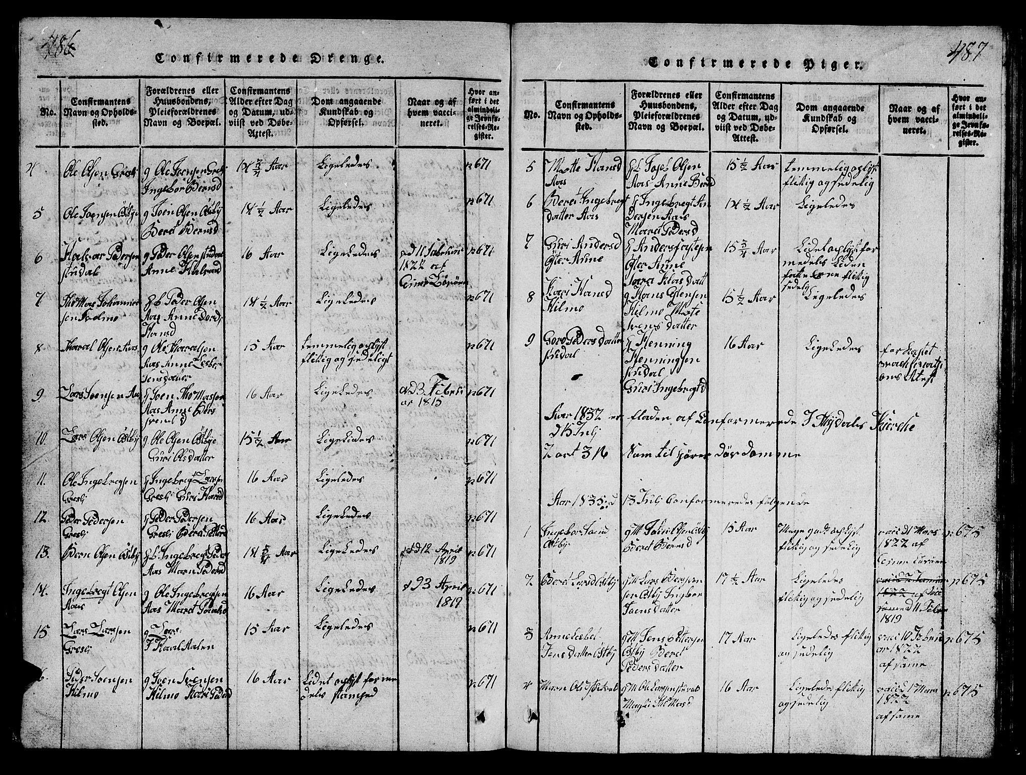 Ministerialprotokoller, klokkerbøker og fødselsregistre - Sør-Trøndelag, AV/SAT-A-1456/698/L1164: Parish register (copy) no. 698C01, 1816-1861, p. 486-487