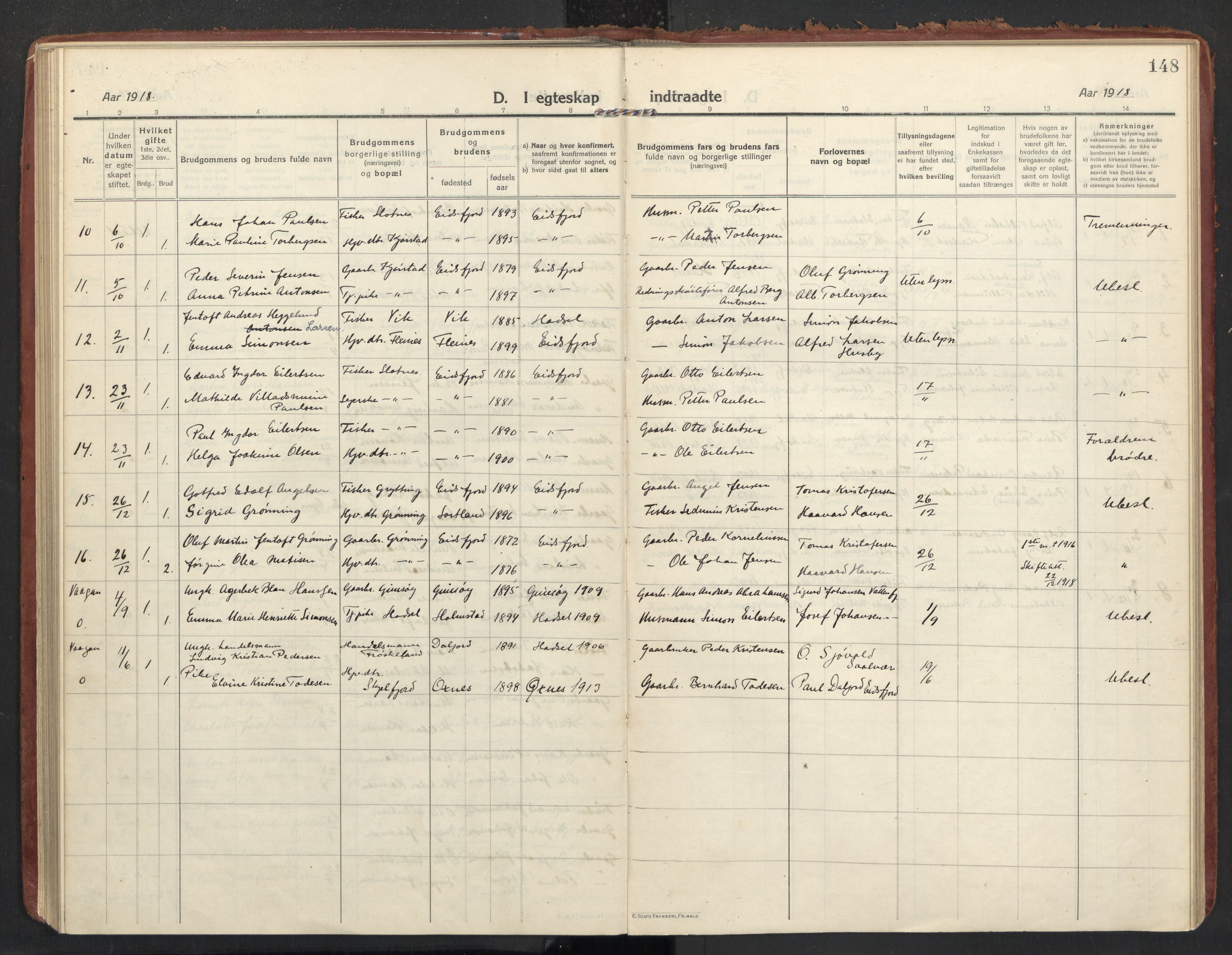 Ministerialprotokoller, klokkerbøker og fødselsregistre - Nordland, AV/SAT-A-1459/890/L1288: Parish register (official) no. 890A03, 1915-1925, p. 148