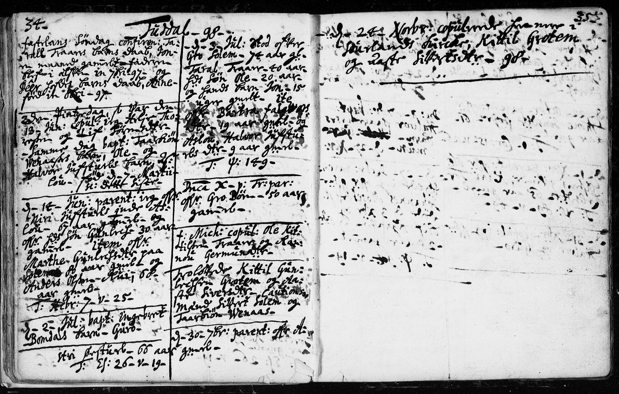 Hjartdal kirkebøker, AV/SAKO-A-270/F/Fa/L0001: Parish register (official) no. I 1, 1685-1714, p. 34-35