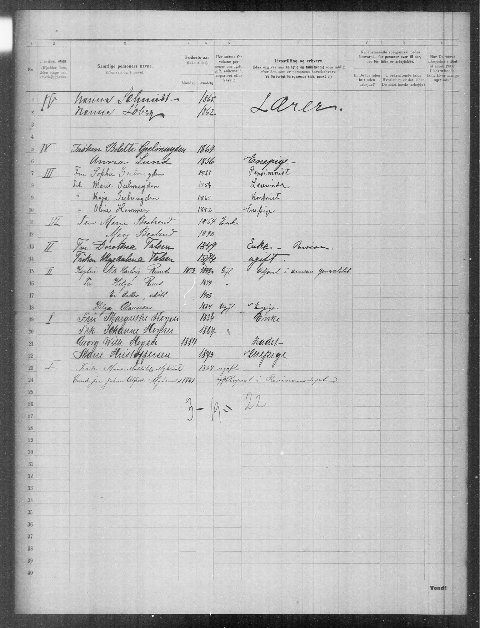 OBA, Municipal Census 1903 for Kristiania, 1903, p. 8106