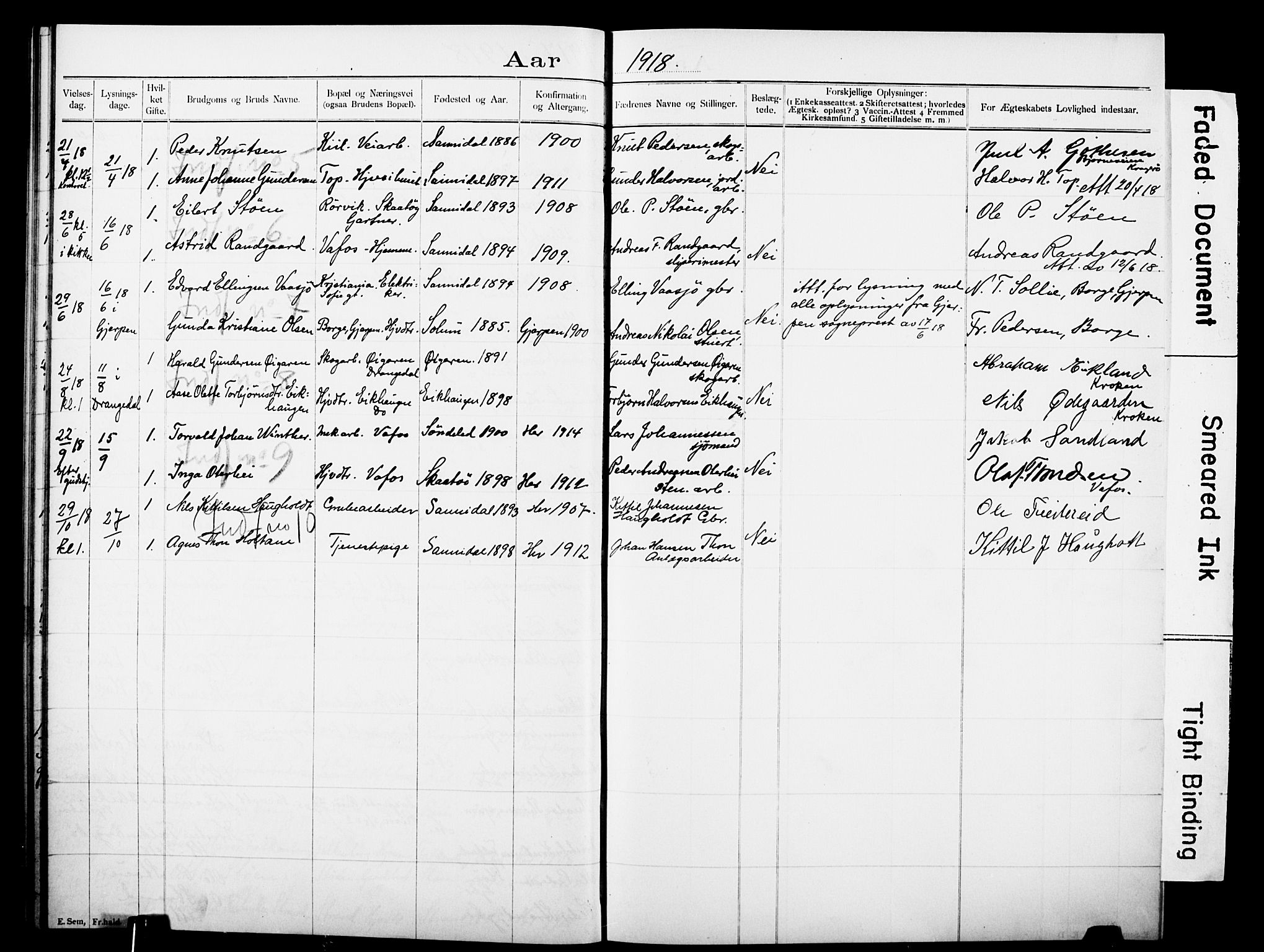 Sannidal kirkebøker, AV/SAKO-A-296/H/Ha/L0001: Banns register no. 1, 1900-1918