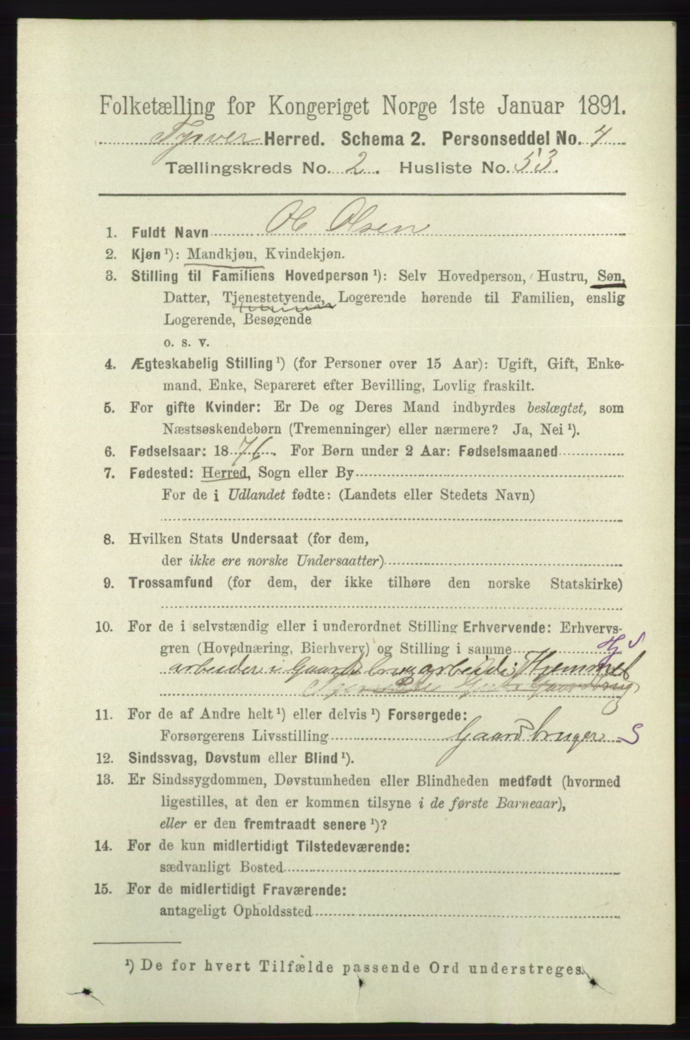 RA, 1891 census for 1146 Tysvær, 1891, p. 984